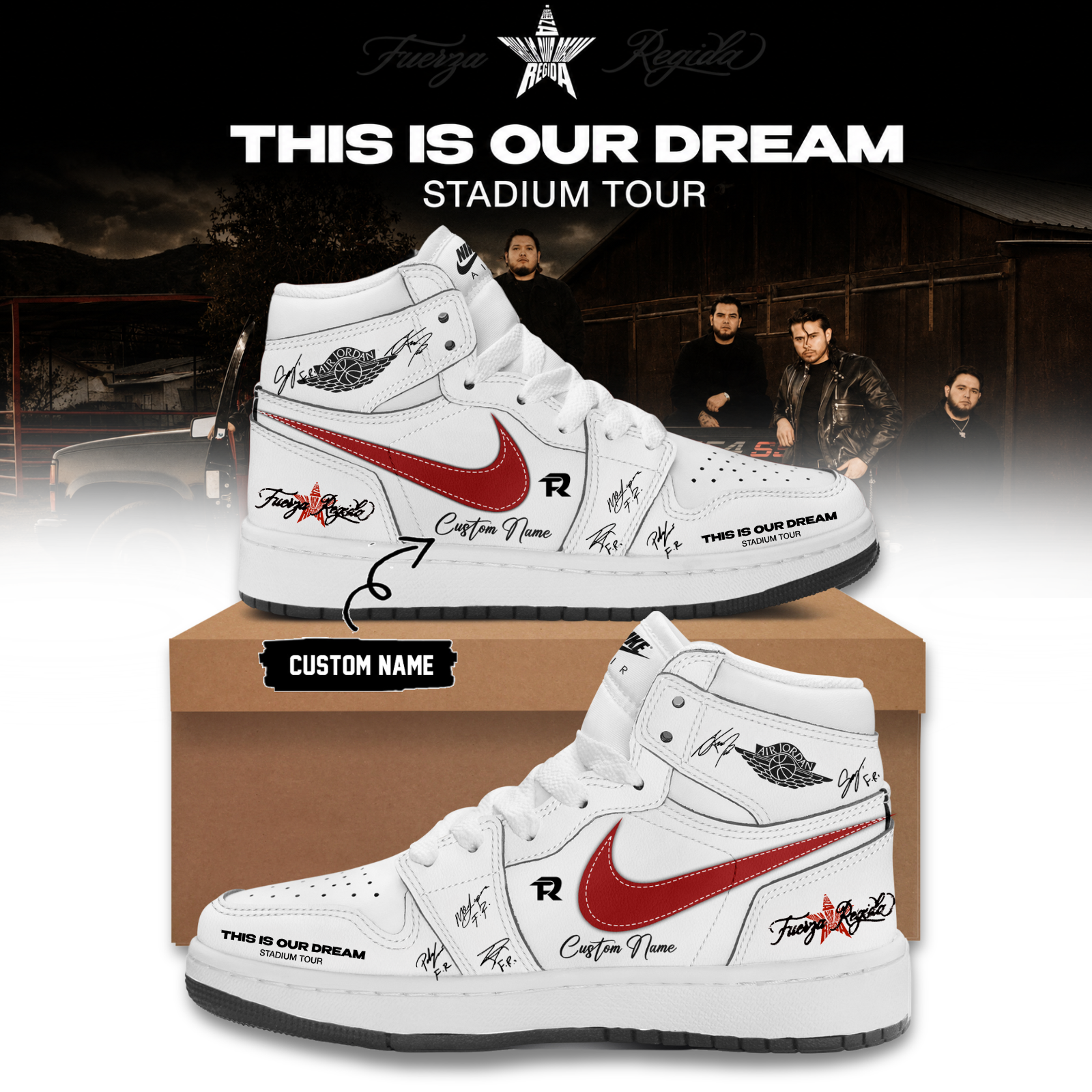 Fuerza Regida This Is Our Dream Stadium Tour 2026 Concert Signature Shoes