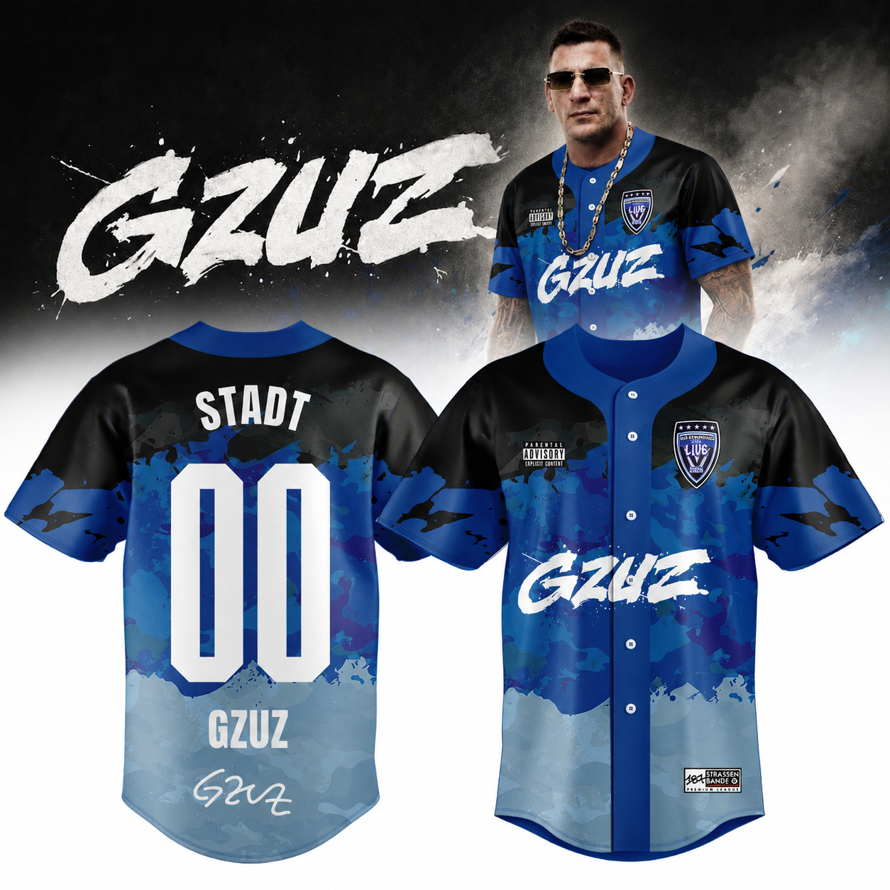 GZUZ Live Europe 2026 Custom Name Number Baseball Jersey