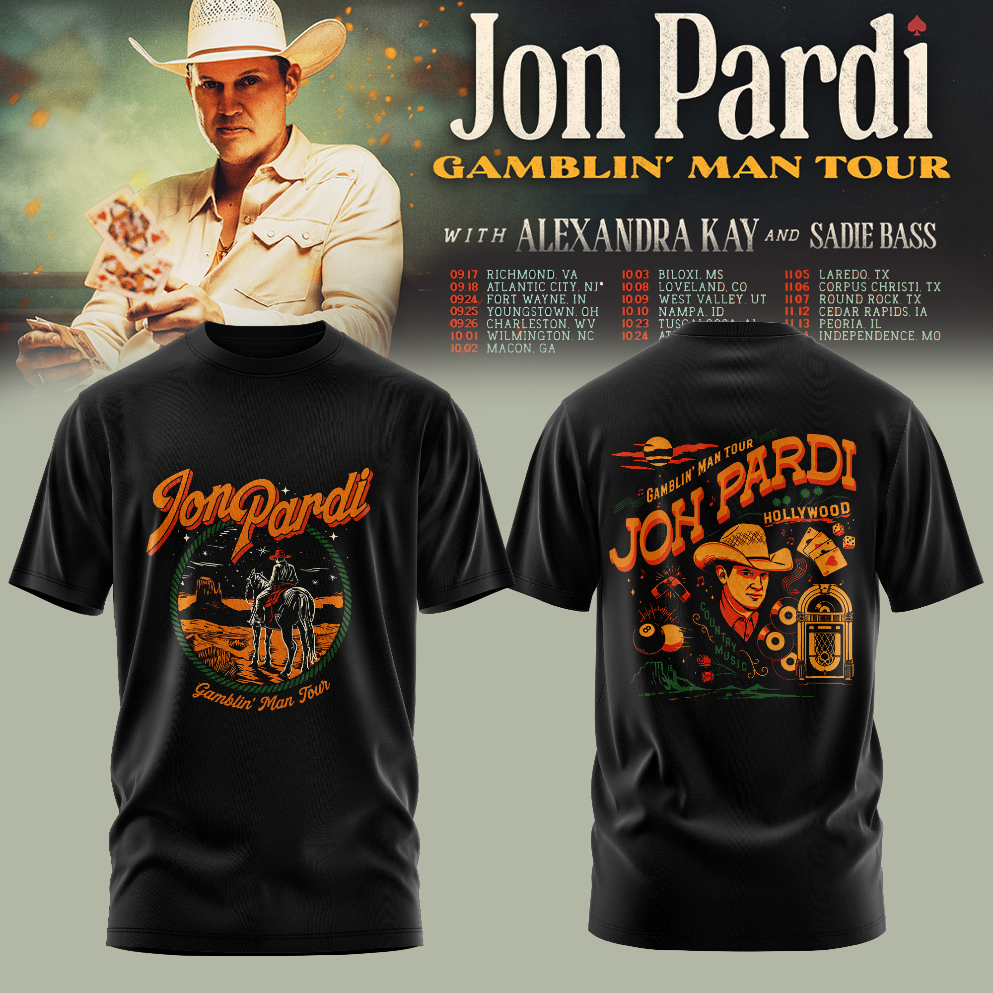 Gamblin Man Tour 2026 Limited Edition Graphic T Shirt