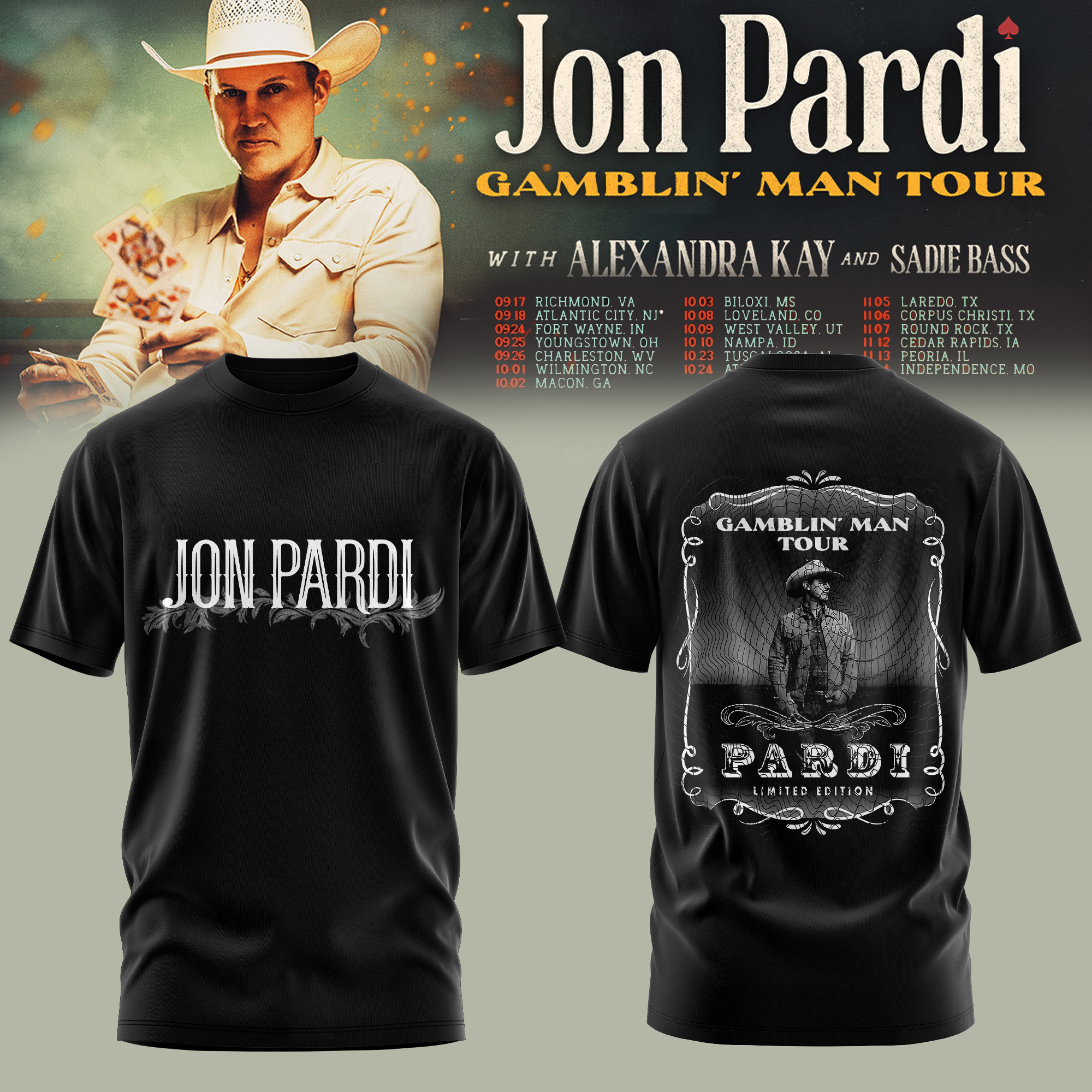 Gamblin Man Tour 2026 Premium Concert Graphic Tee