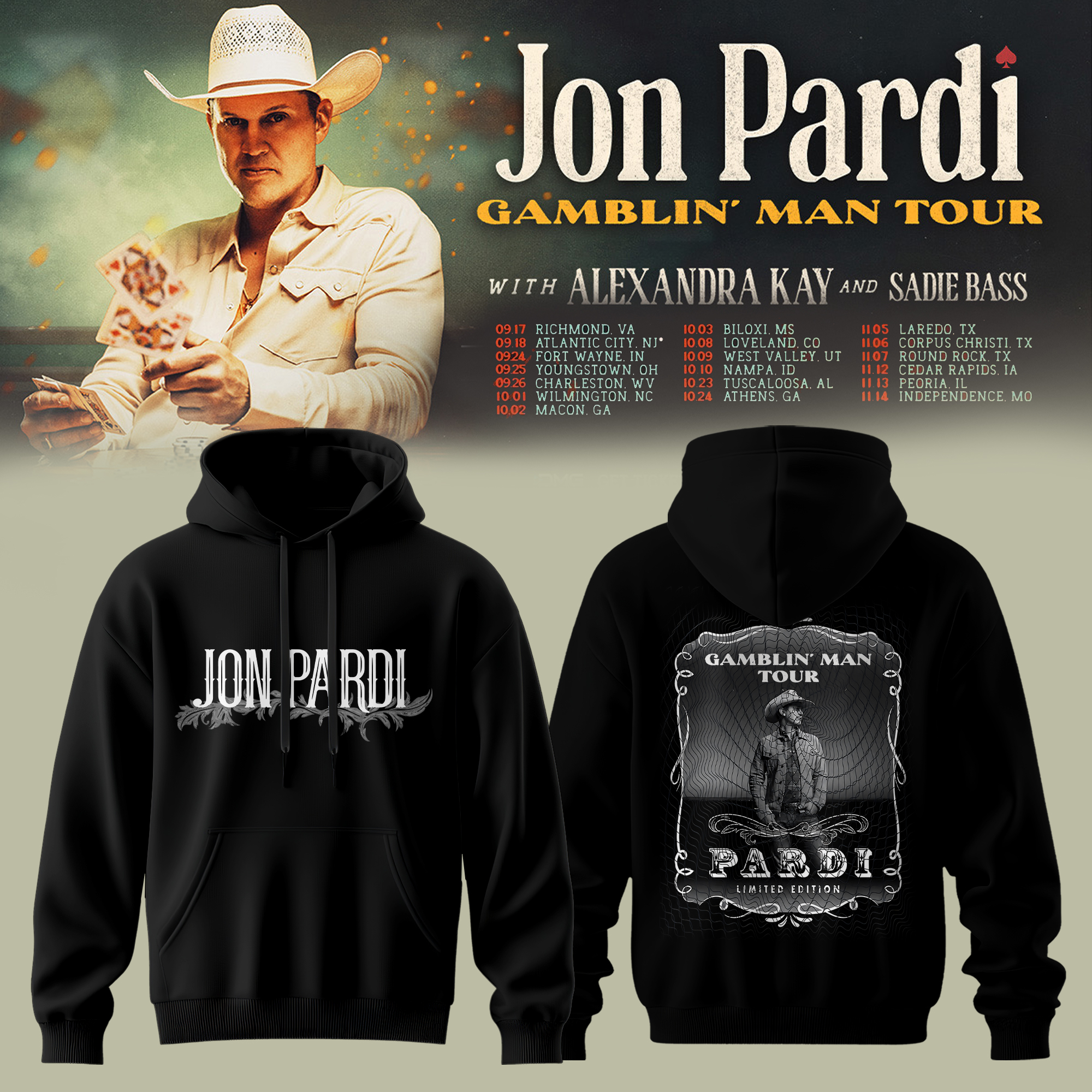 Gamblin Man Tour 2026 Premium Concert Hoodie