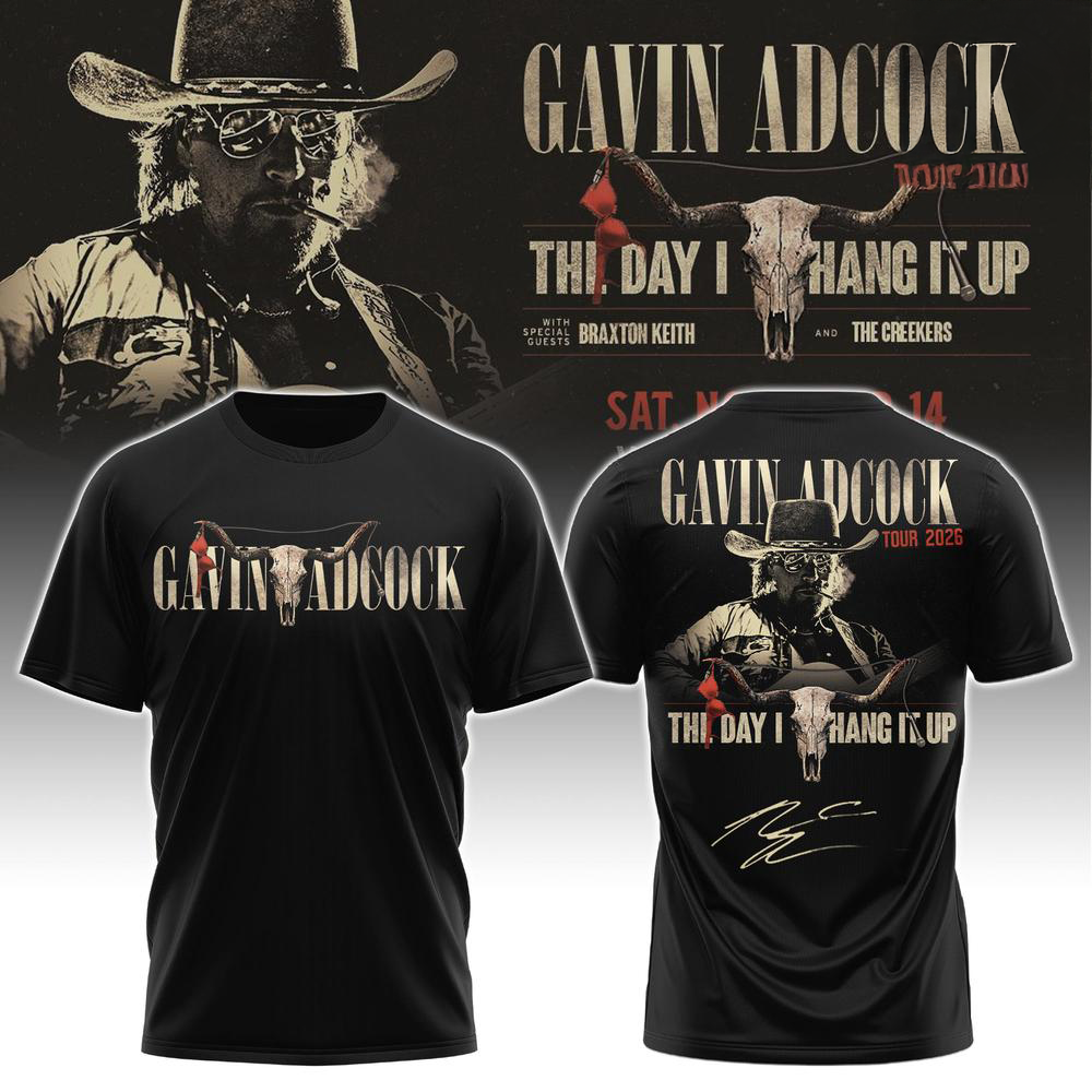Gavin Adcock The Day I Hang It Up Tour 2026 Official Graphic T Shirt