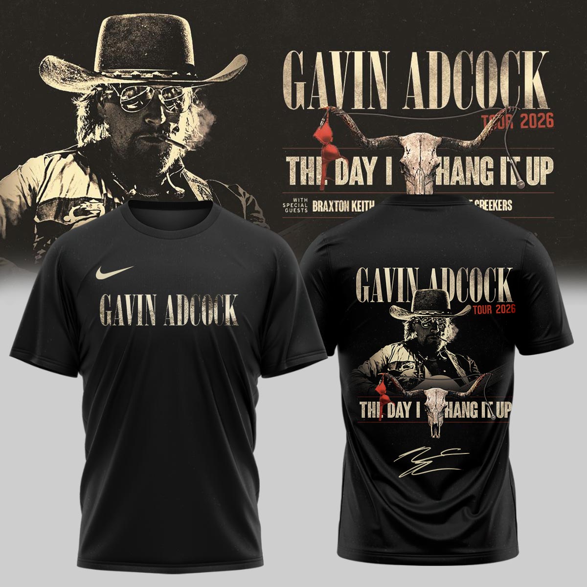 Gavin Adcock The Day I Hang It Up Tour 2026 Official Tour Shirt