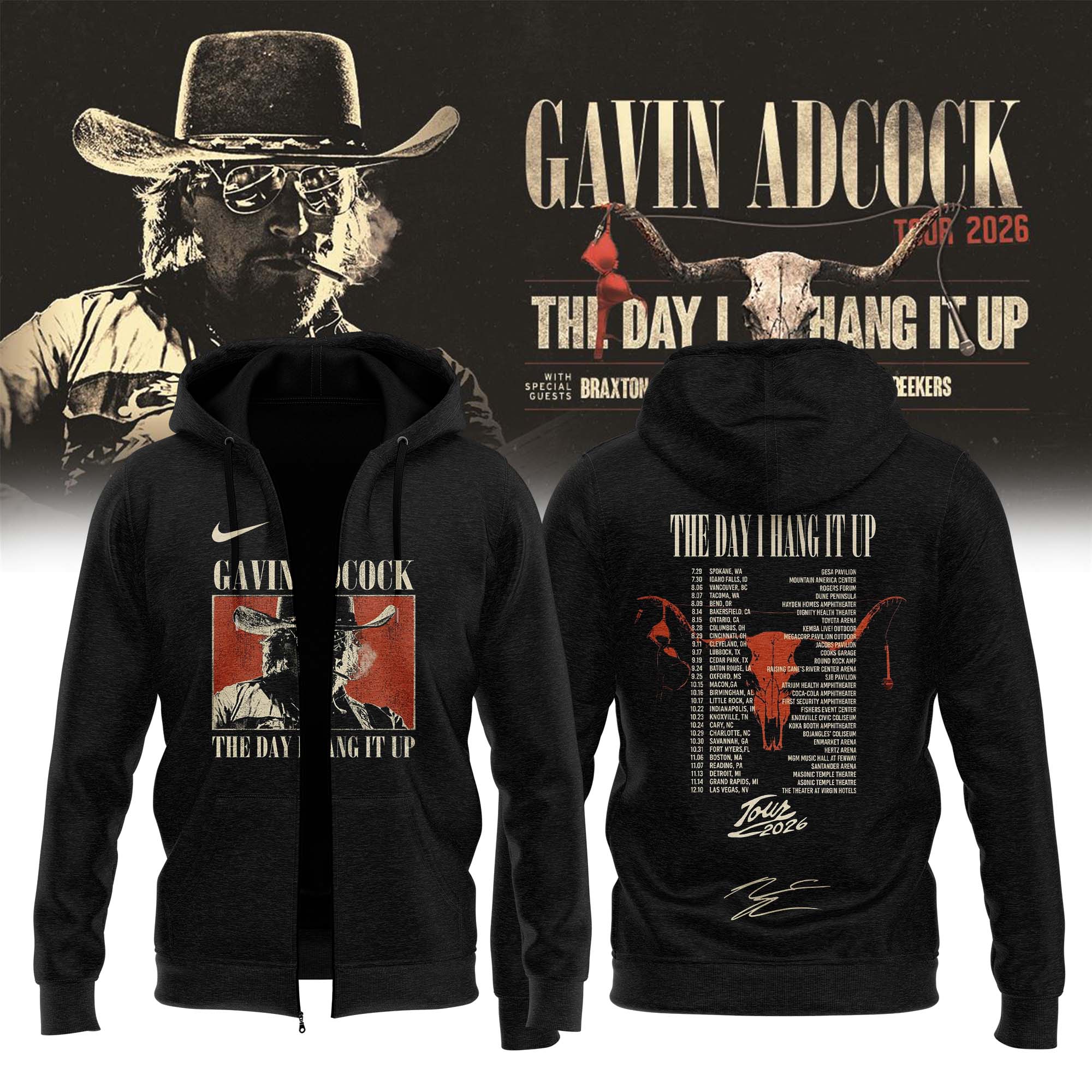 Gavin Adcock The Day I Hang It Up Tour 2026 Premium Zip Hoodie