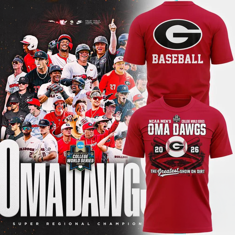 Georgia Bulldogs 2026 Baseball College World Series OmaDawgs 3D Shirt