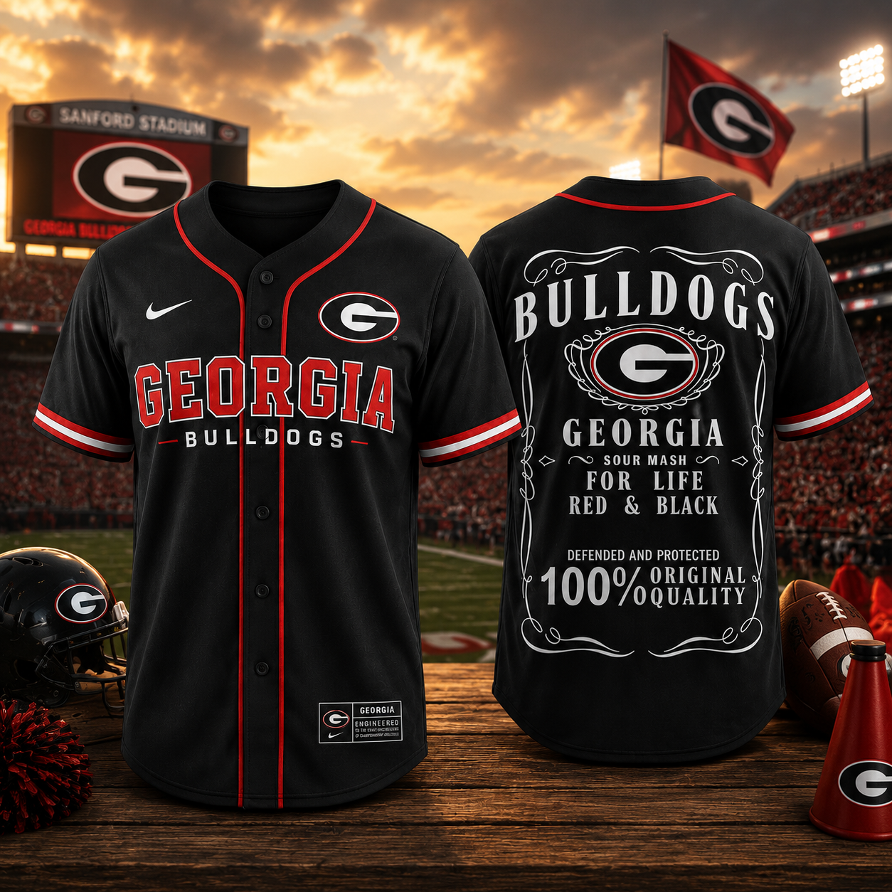 Georgia Bulldogs NCAA 2026 Red & Black Baseball Jersey - Bulldogs For Life Original Quality College Sports Fan Gift