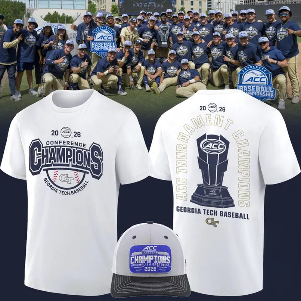 Georgia Tech Yellow Jackets Baseball ACC Tournament Champions 2026 White T Shirt