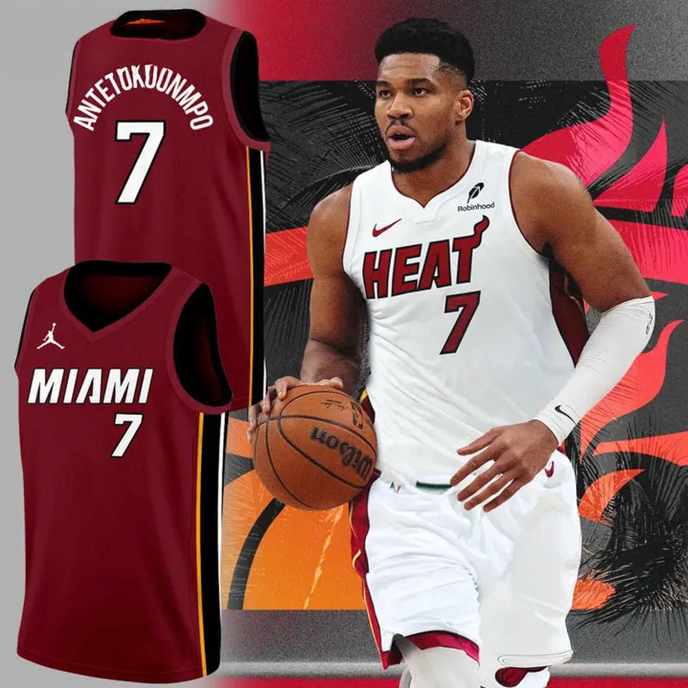 Giannis Antetokounmpo Miami Heat Red Basketball Jersey