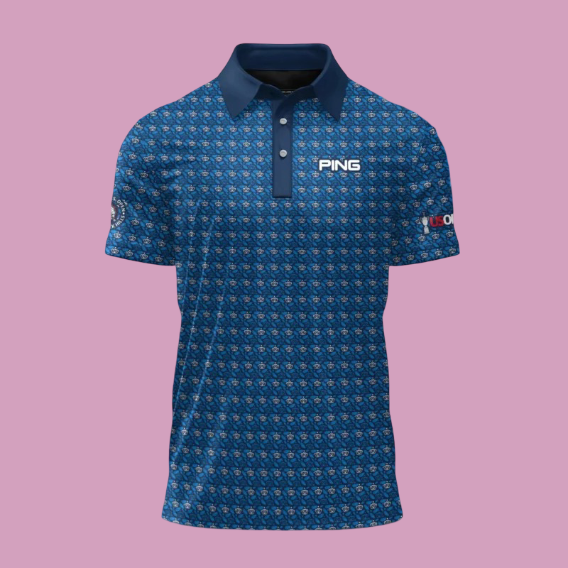 Golf 2026 Open Navy Feathers Crown AOP Polo Shirt Gift For Fans