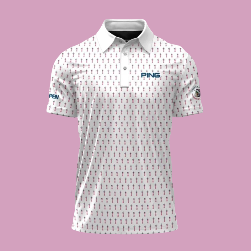 Golf 2026 Open White America Pattern AOP Polo Shirt Gift For Men
