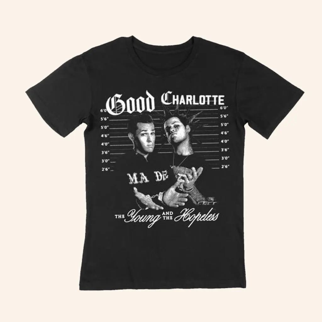 Good Charlotte Merch Old School Mugshot TShirt Gifts For Dudes