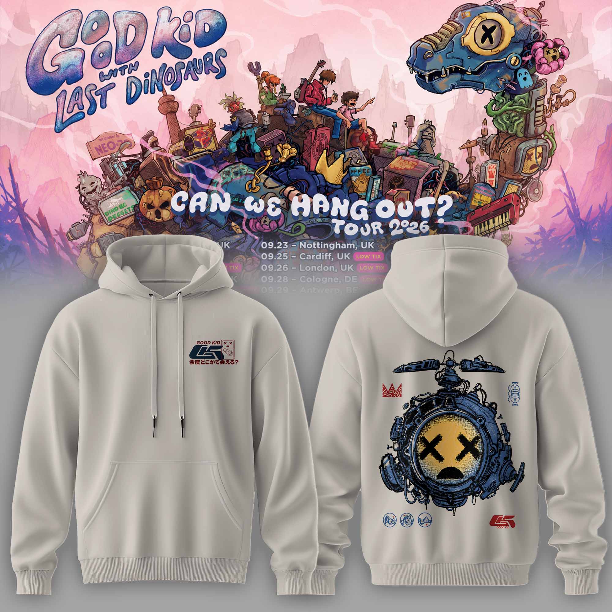 Good Kid x Last Dinosaurs Can We Hang Out Tour 2026 Exclusive Indie Rock Hoodie