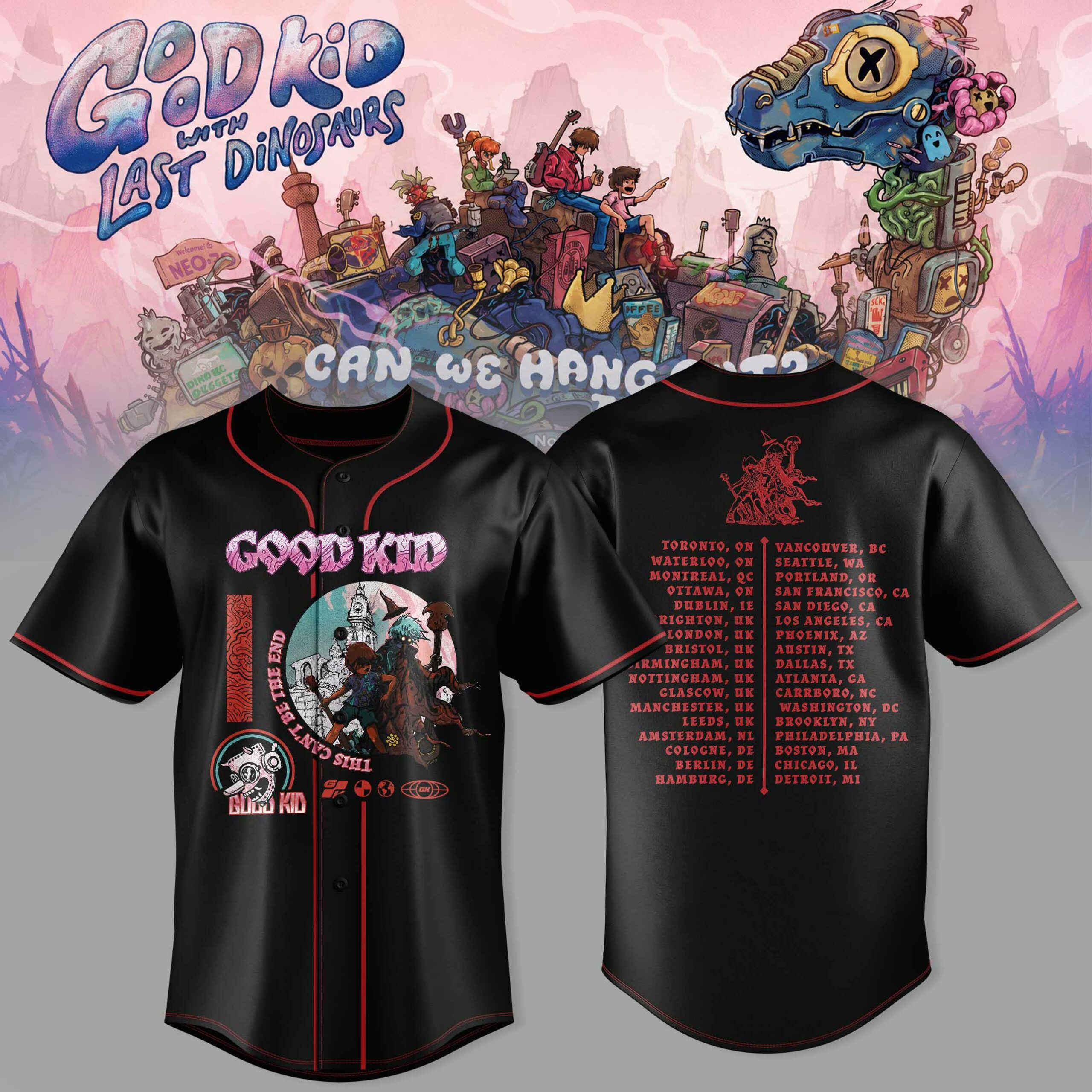 Good Kid x Last Dinosaurs Can We Hang Out Tour 2026 Limited Edition Baseball Jersey