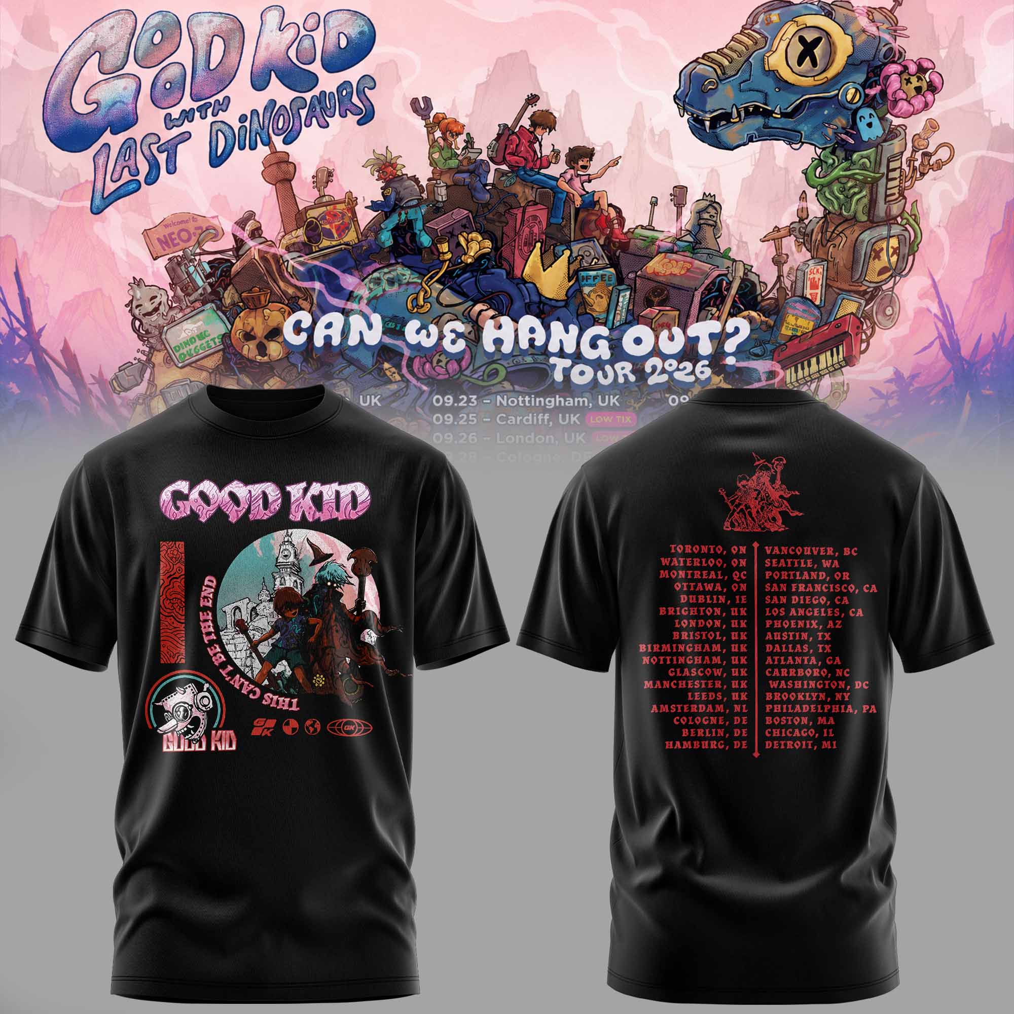 Good Kid x Last Dinosaurs Can We Hang Out Tour 2026 Limited Edition Graphic T Shirt