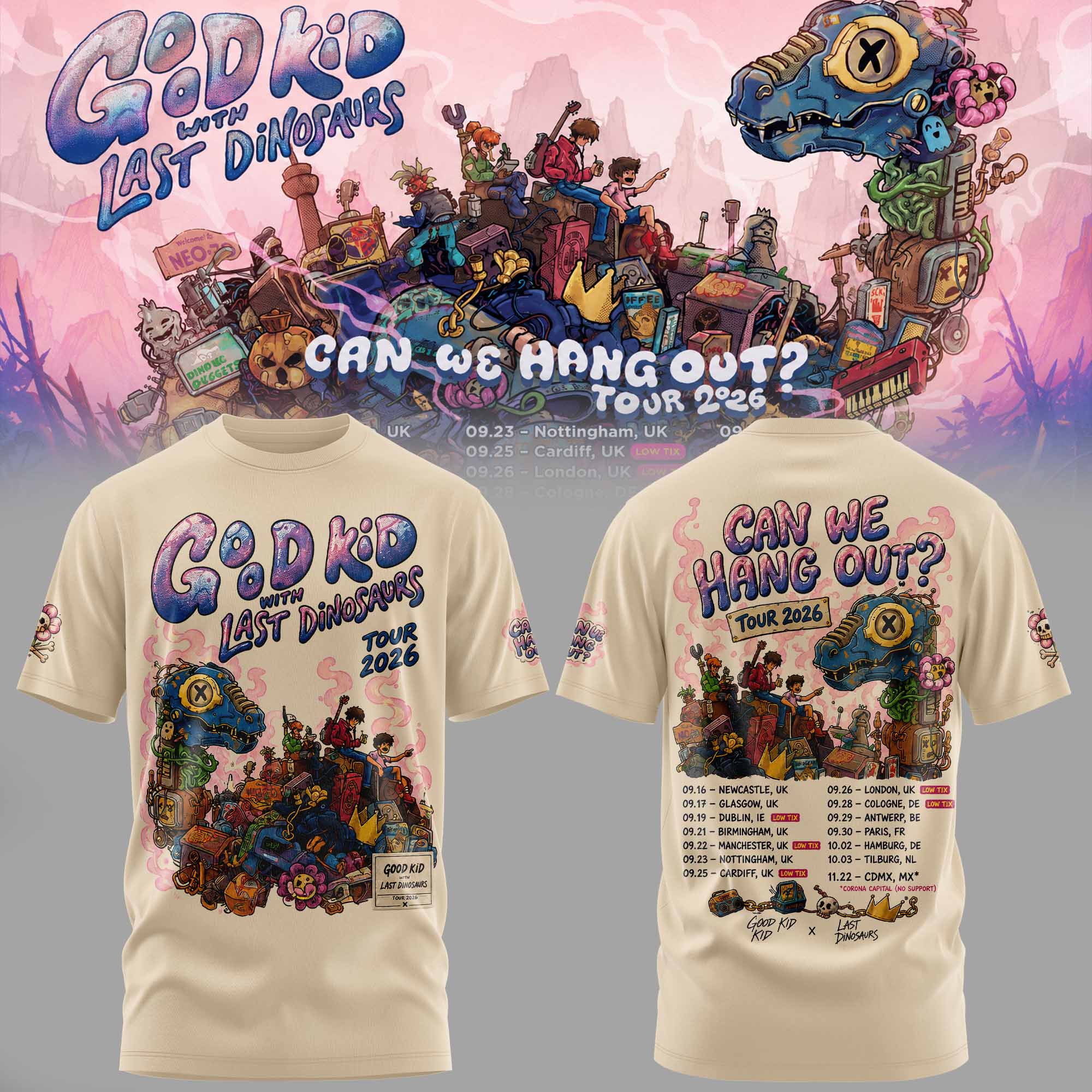 Good Kid x Last Dinosaurs Can We Hang Out Tour 2026 Vintage Tour Graphic Tee