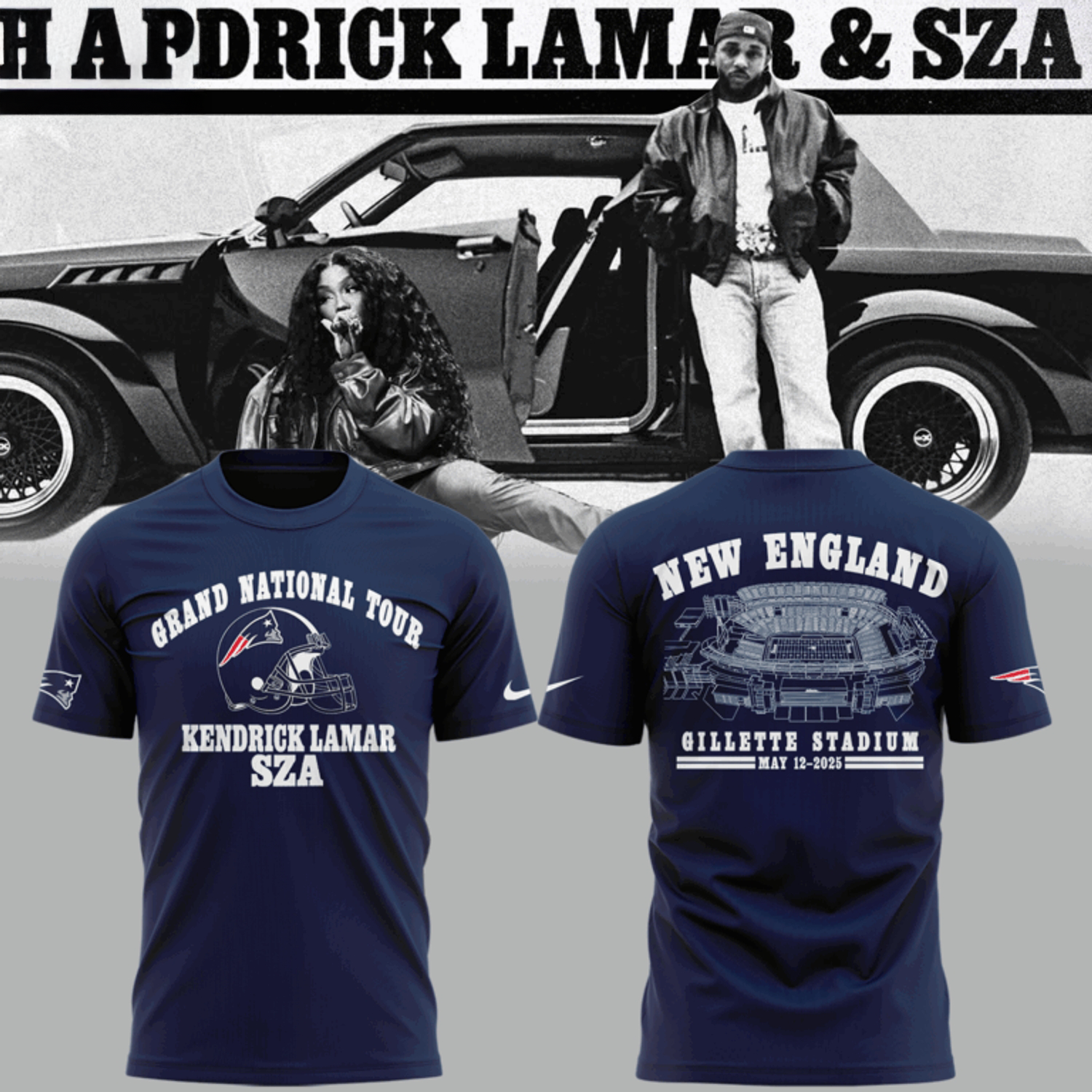Grand National Tour x New England Patriots Navy Graphic TShirt