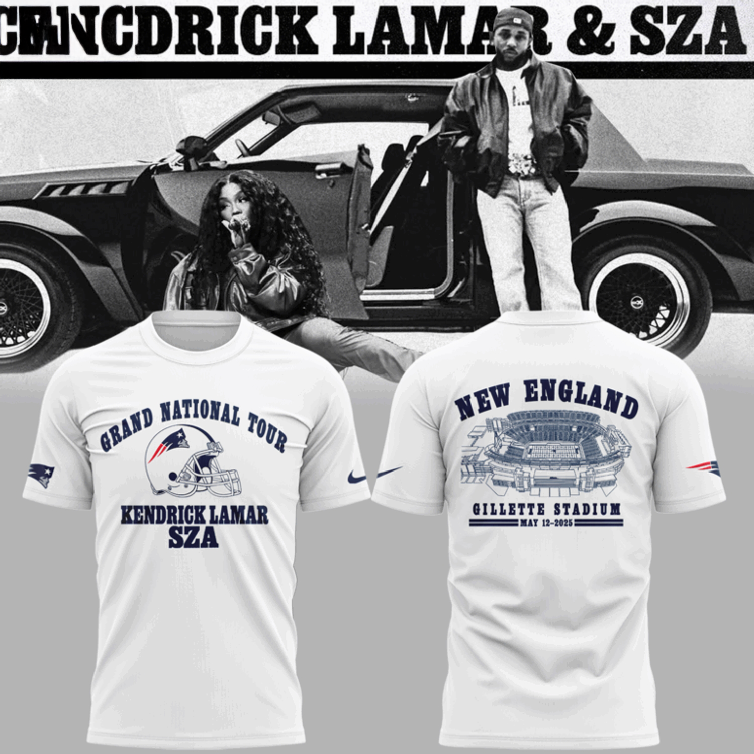 Grand National Tour x New England Patriots White Graphic TShirt