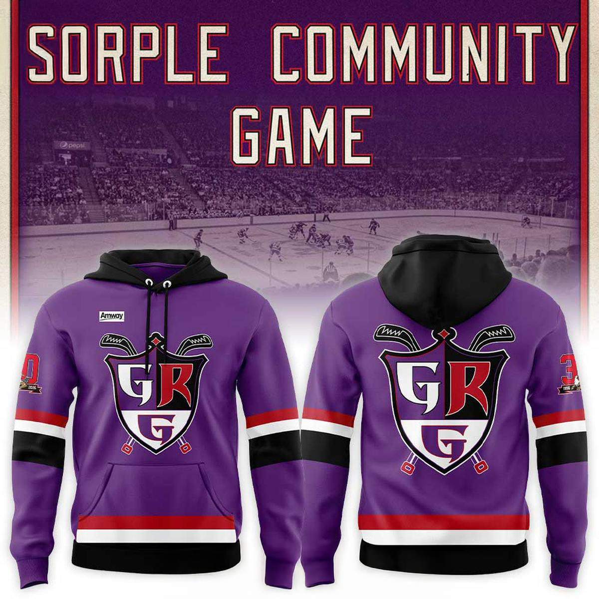 Grand Rapids Griffins Purple Community Game Hoodie TShirt