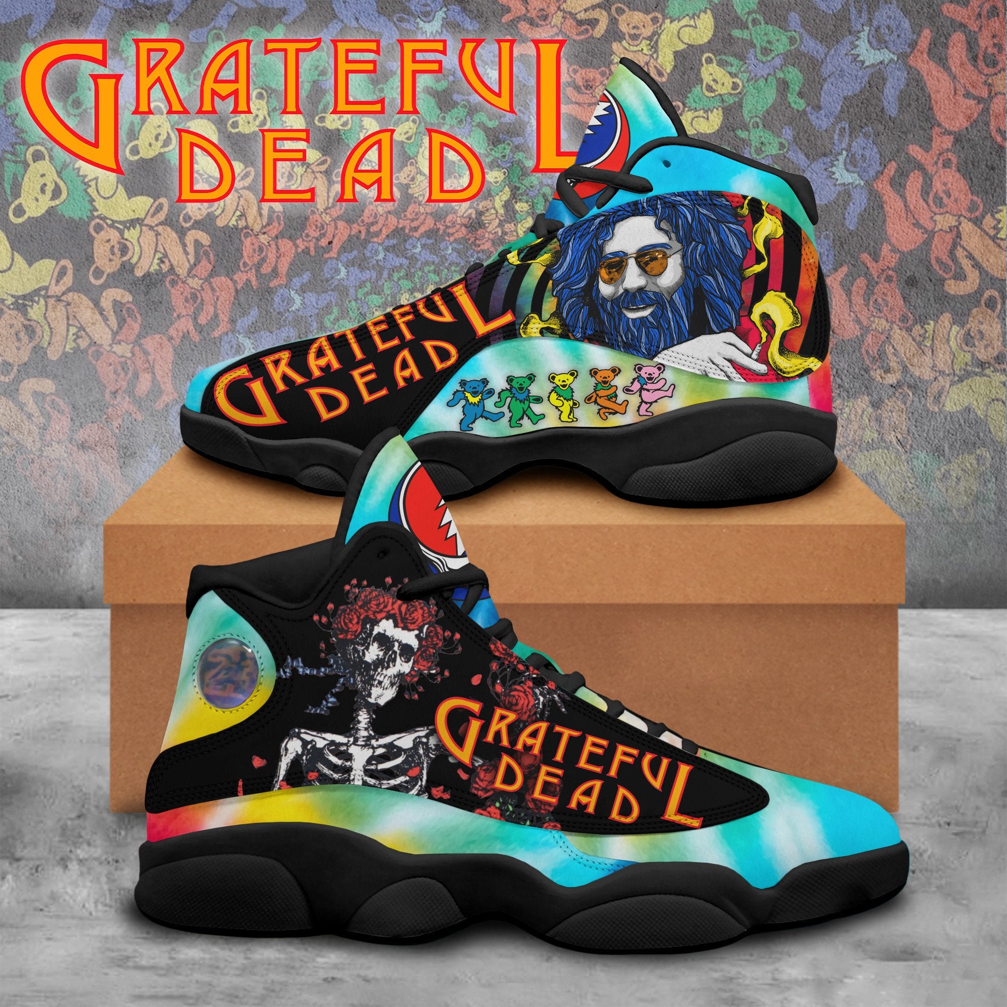 Grateful Dead AJ13 Sneakers Shoes 