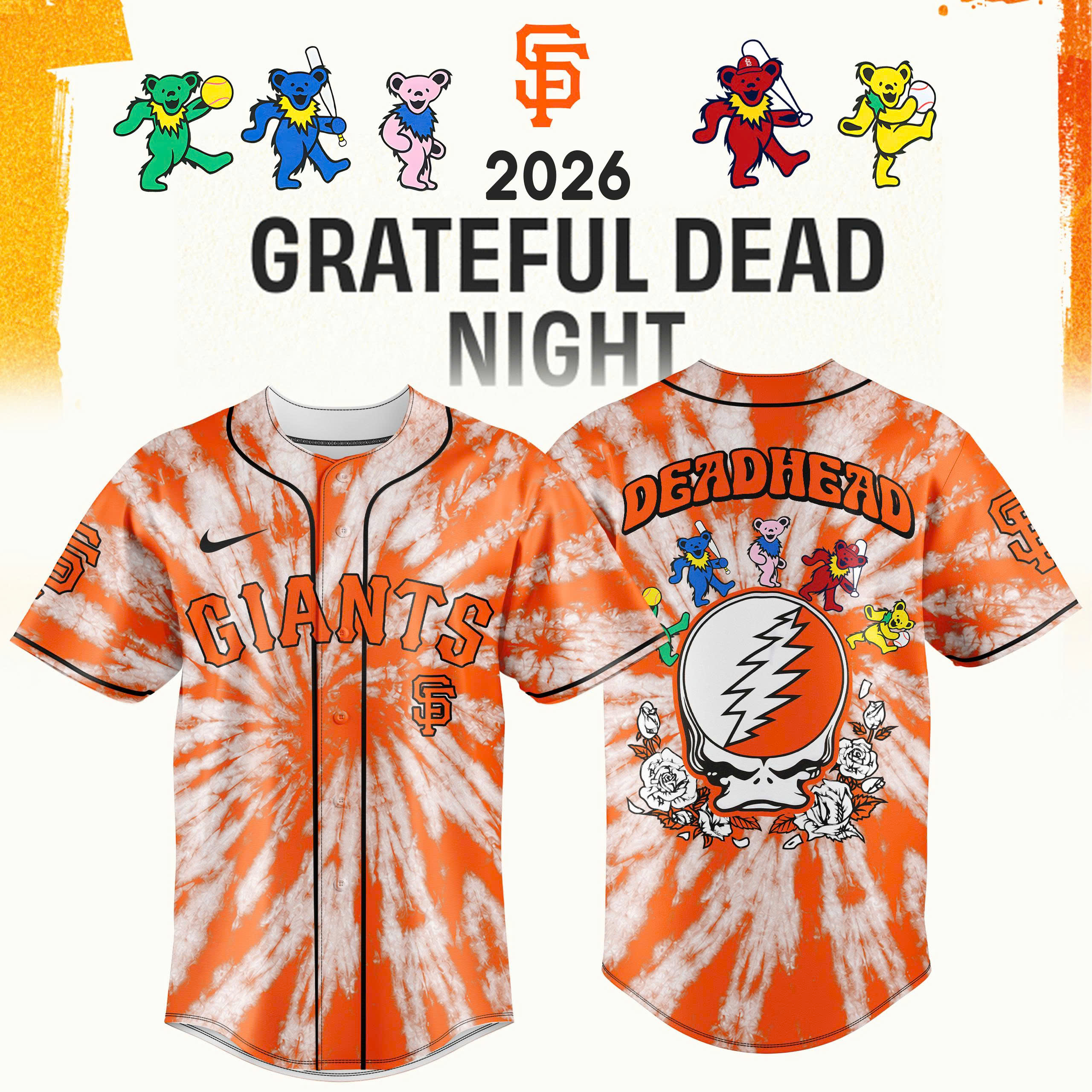 Grateful Dead Night x MLB 2026 Collector Edition Baseball Jersey