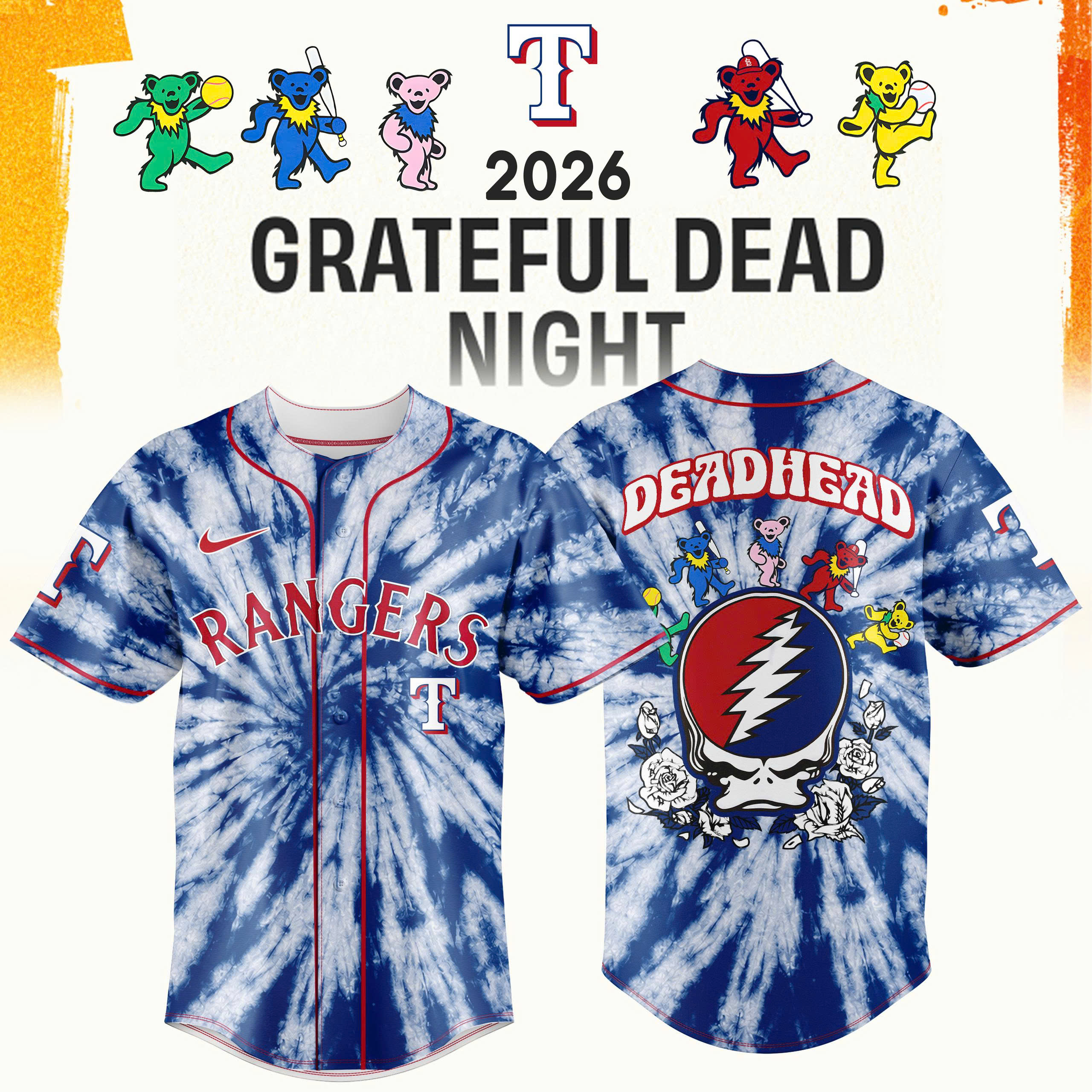 Grateful Dead Night x MLB 2026 Limited Edition Baseball Jersey