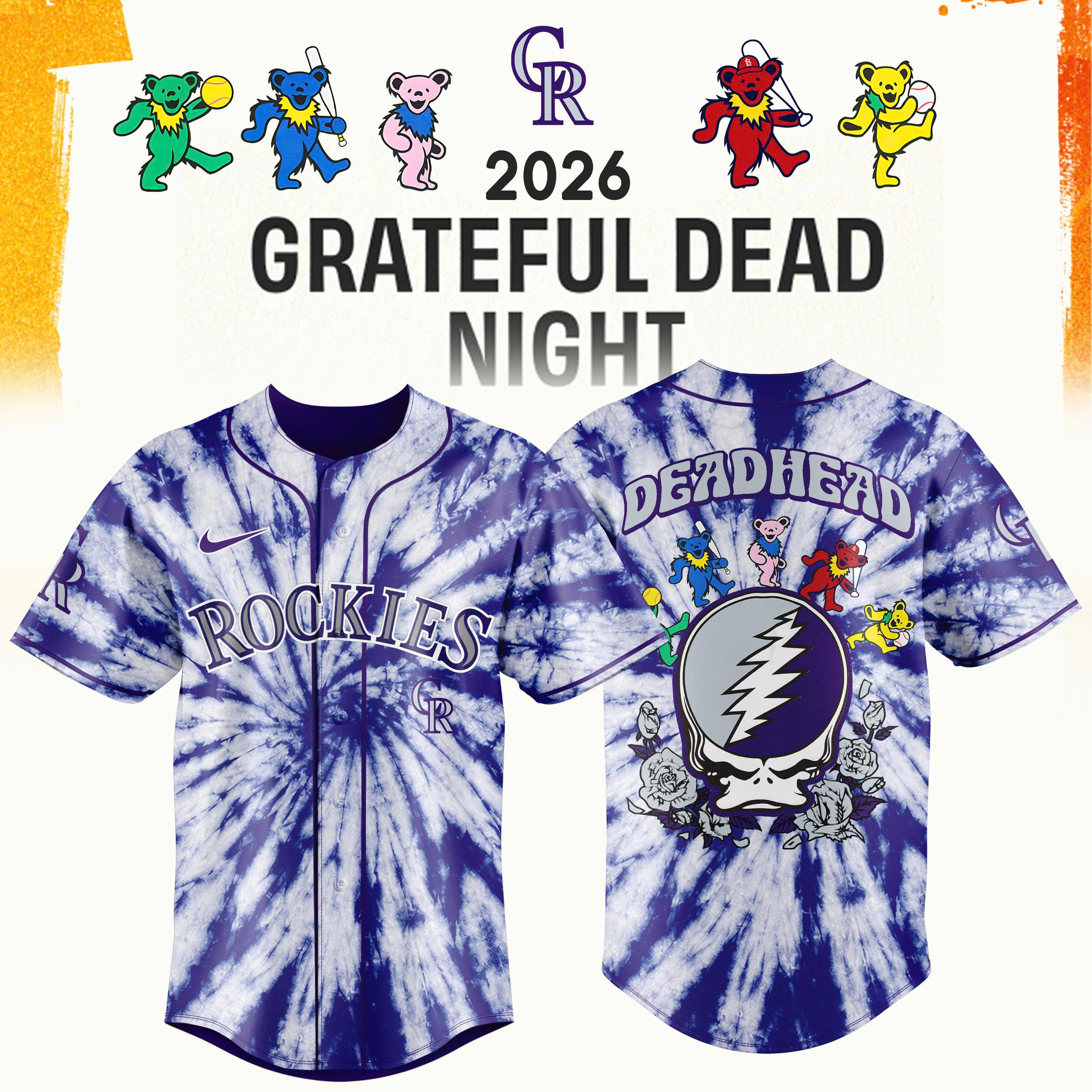 Grateful Dead Night x MLB 2026 Limited Release Baseball Jersey