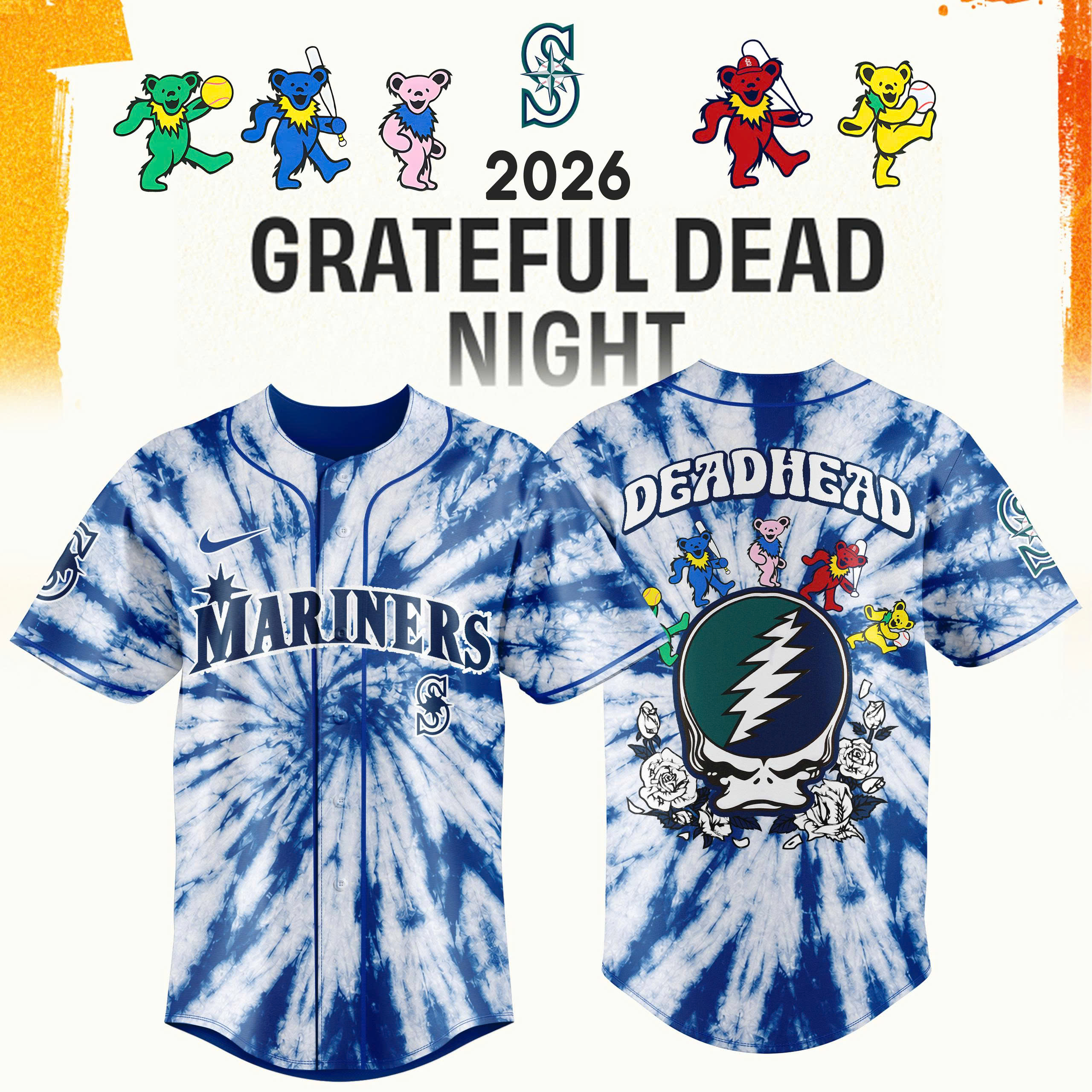 Grateful Dead Night x MLB 2026 Premium Fan Baseball Jersey