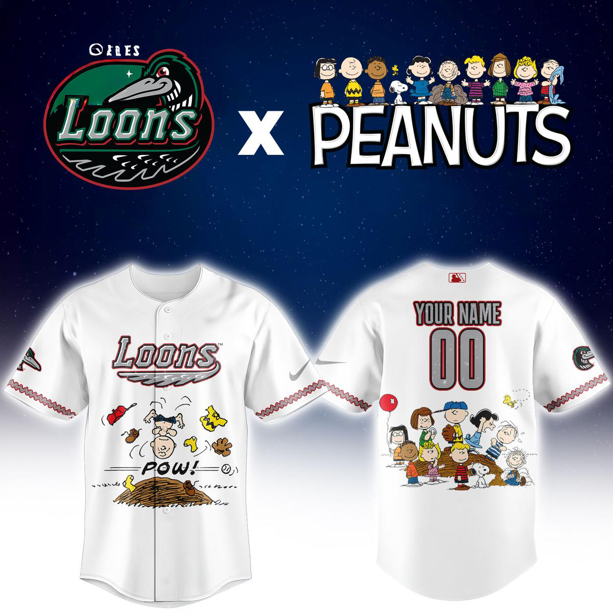 Great Lakes Loons Peanuts Night 2026 Minor League Personalized Jersey