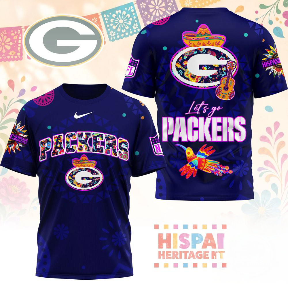 Green Bay Packers 2026 NFL Hispanic Heritage Fiesta Premium 3D Graphic T Shirt