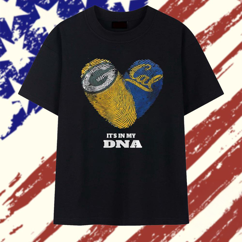 Green Bay Packers California Golden Bears DNA Fingerprint Heart Fan T Shirt