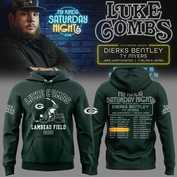 Green Bay Packers x Luke Combs My Kinda Saturday Night Tour 2026 Limited Edition Hoodie 
