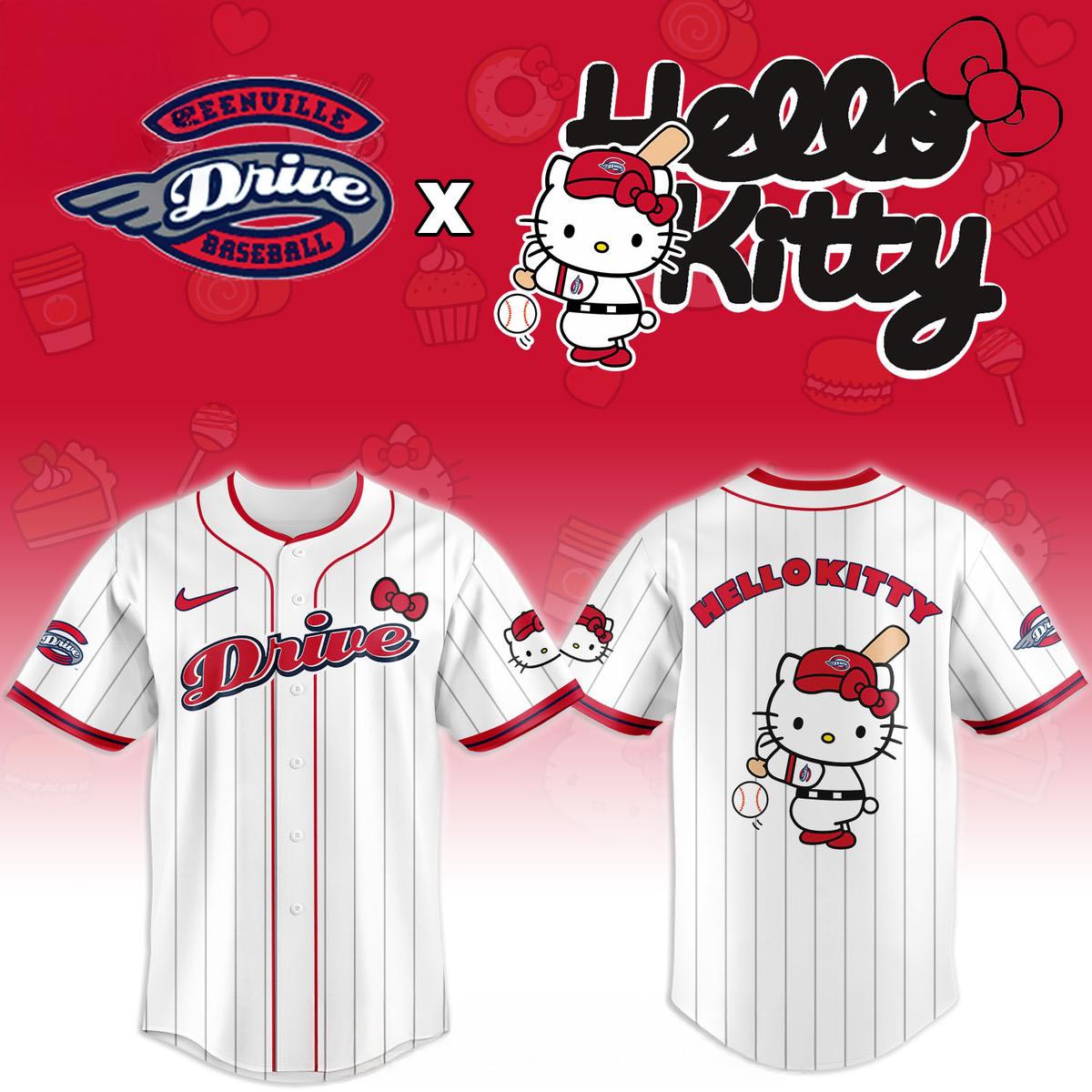 Greenville Drive x Hello Kitty Classic Striped 2026 Night MiLB Game Jersey Cute Character Baseball Theme Night Fan Gift 1 - Unicasport Greenville Drive x Hello Kitty Classic Striped 2026 Night MiLB Game Jersey Cute Character Baseball Theme Night Fan Gift