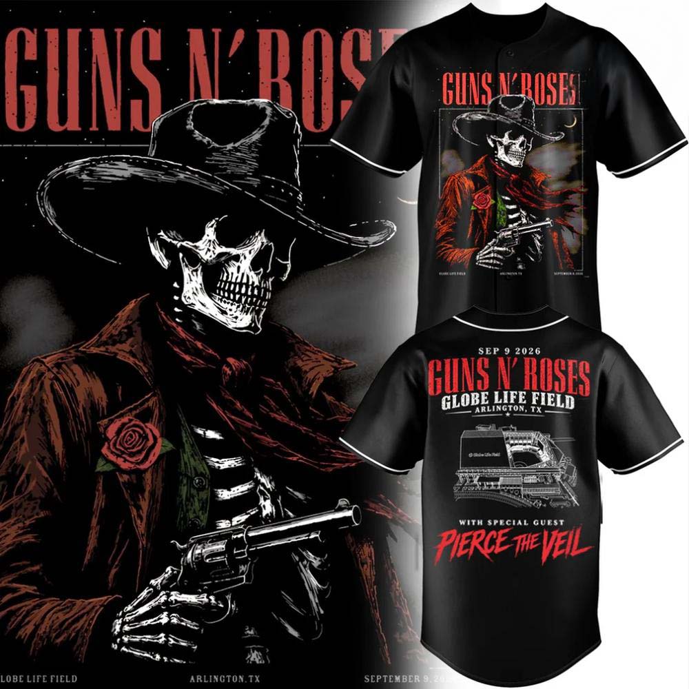 Guns N Roses Globe Life Field 2026 Tour Baseball Jersey 1 - Unicasport Guns N Roses Globe Life Field 2026 Tour Baseball Jersey