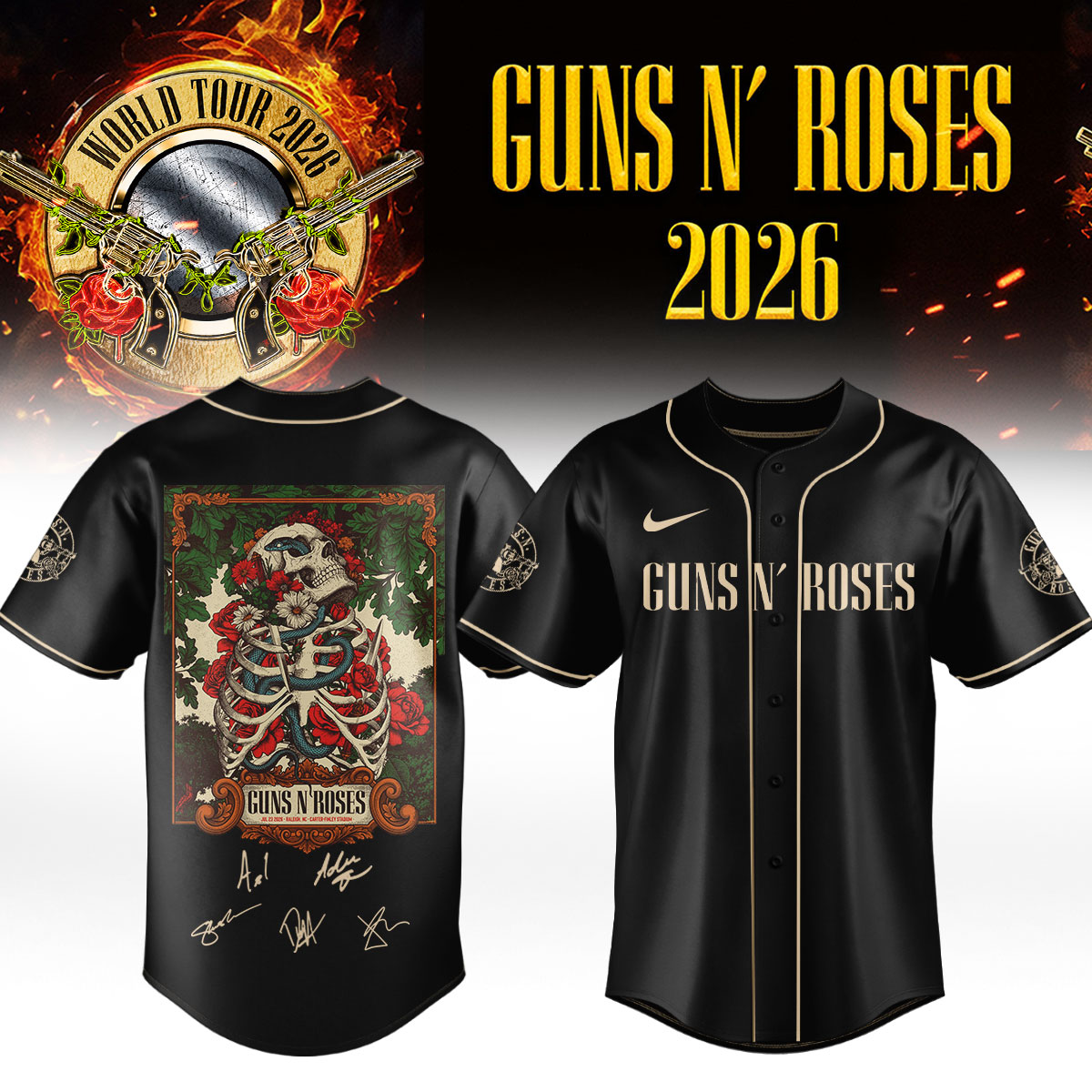 Guns N Roses Premium Fan Baseball Jersey