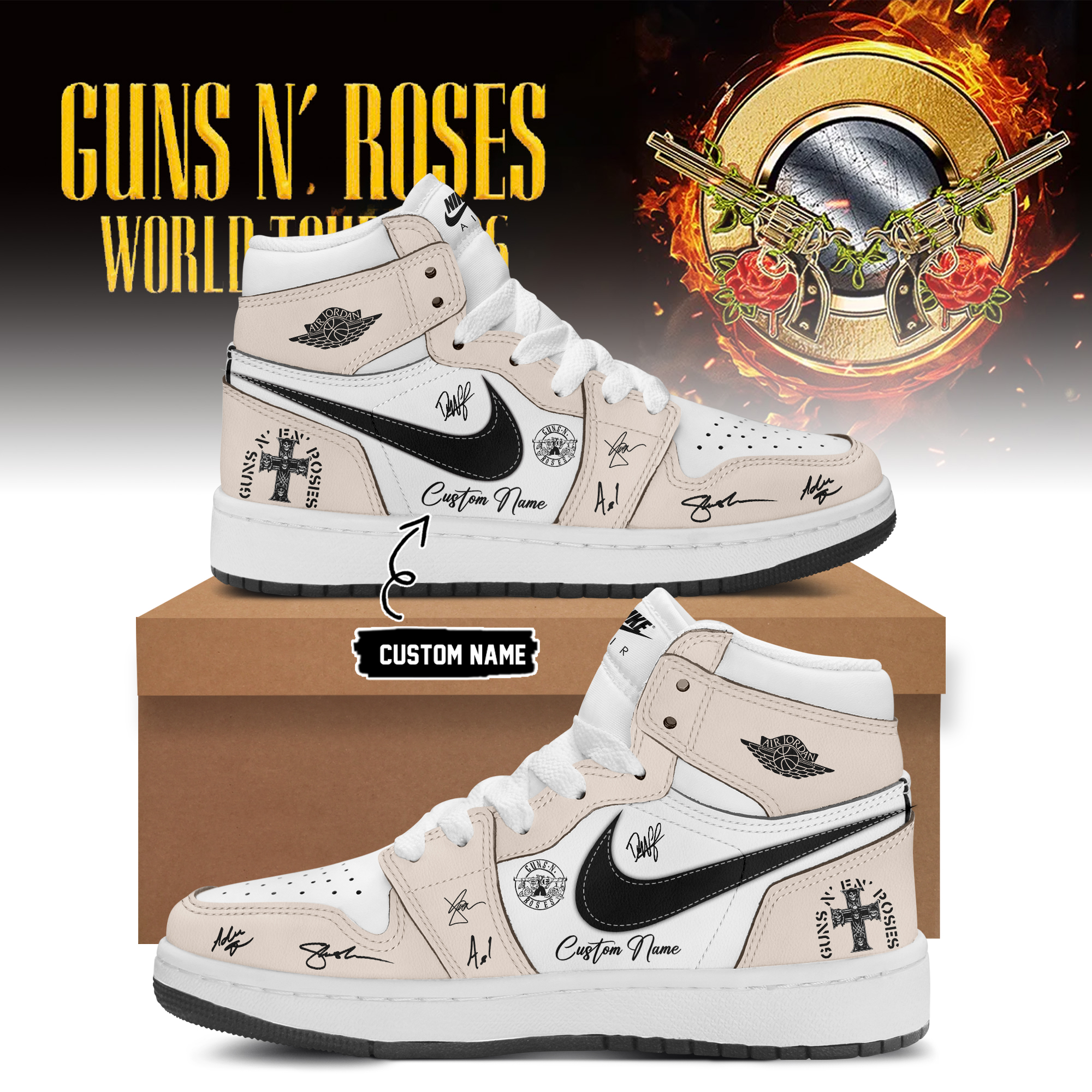 Guns N Roses World Tour 2026 Collector Edition High Top Sneakers