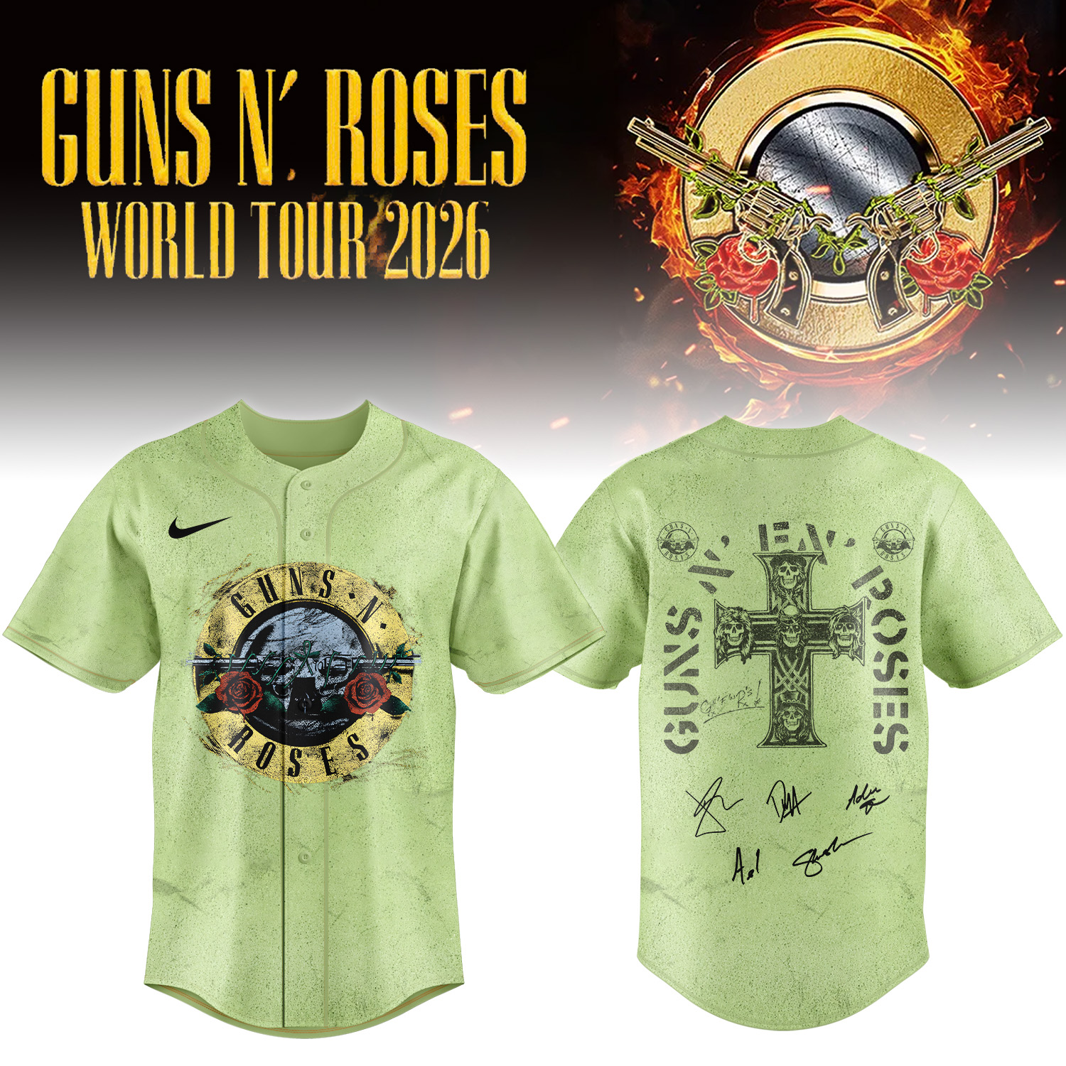Guns N Roses World Tour 2026 Collector Edition Signature Baseball Jersey