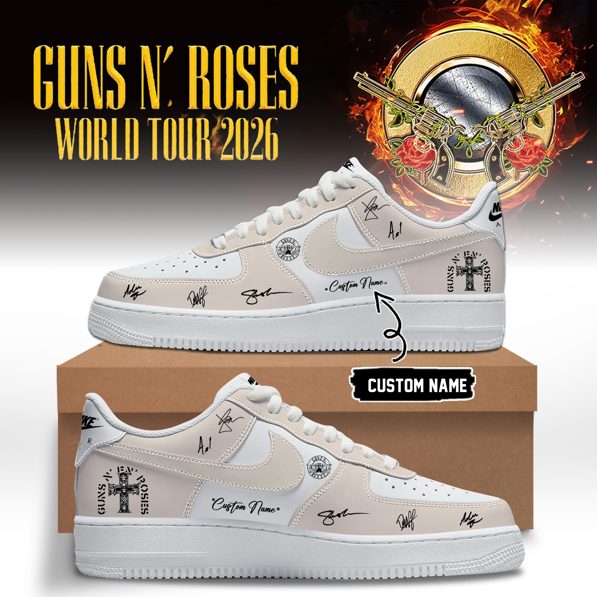 Guns N Roses World Tour 2026 Premium Fan High Top Sneakers