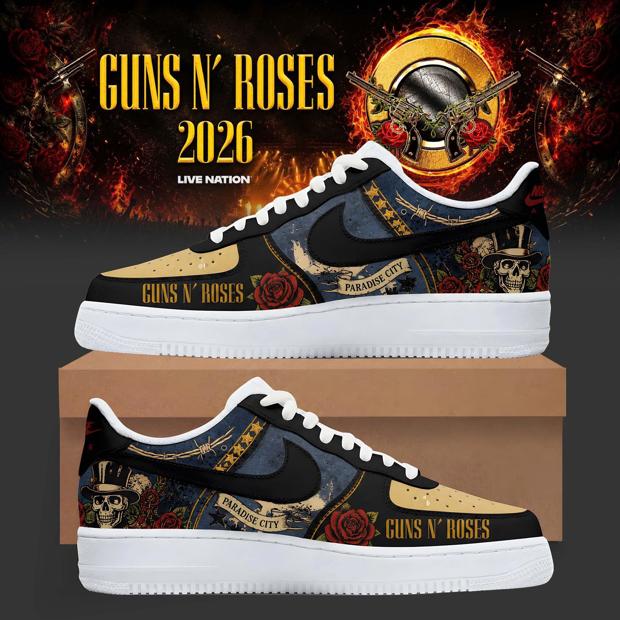 Guns N Roses World Tour 2026 Premium Rock Band Sneakers