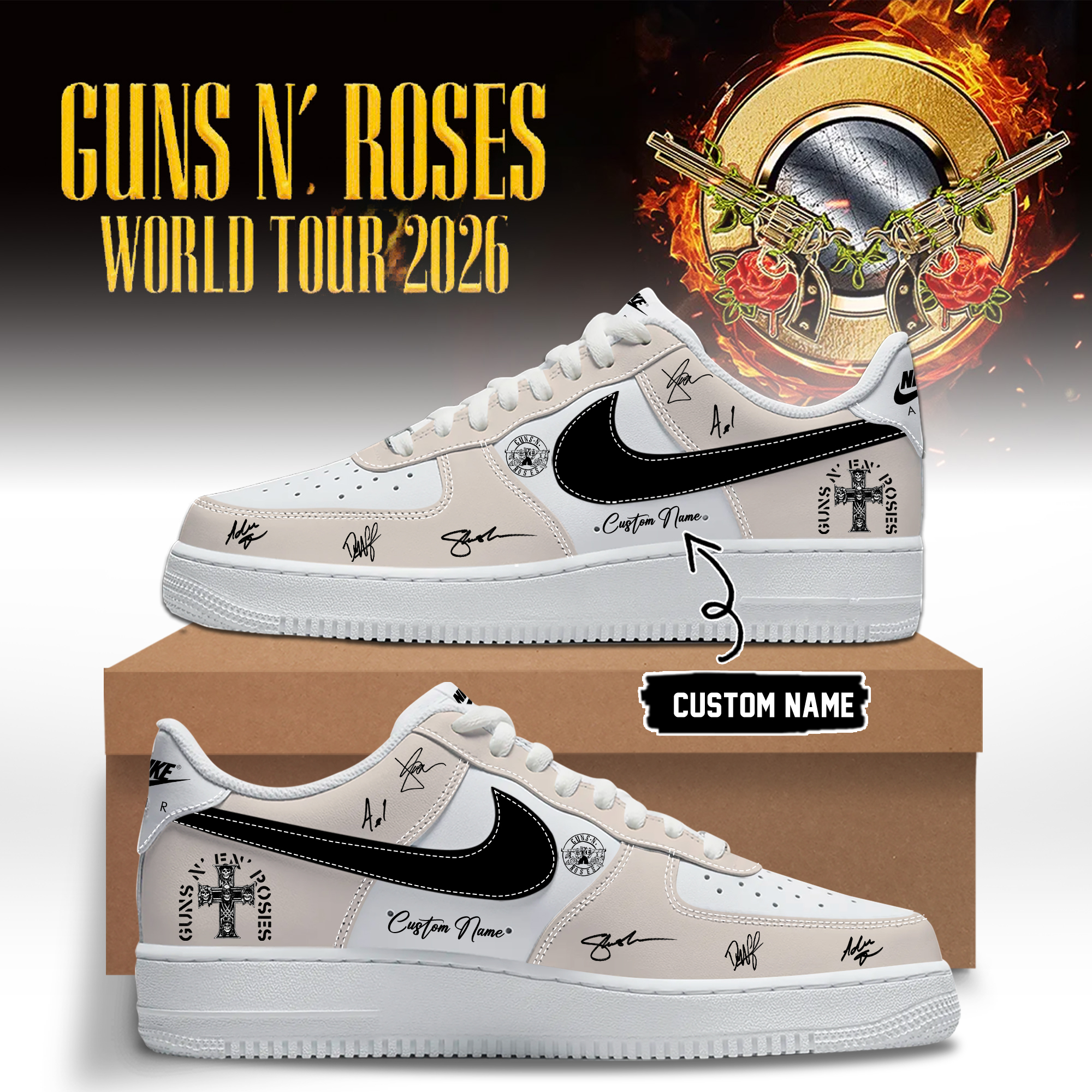 Guns N Roses World Tour 2026 Premium Signature Casual Shoes