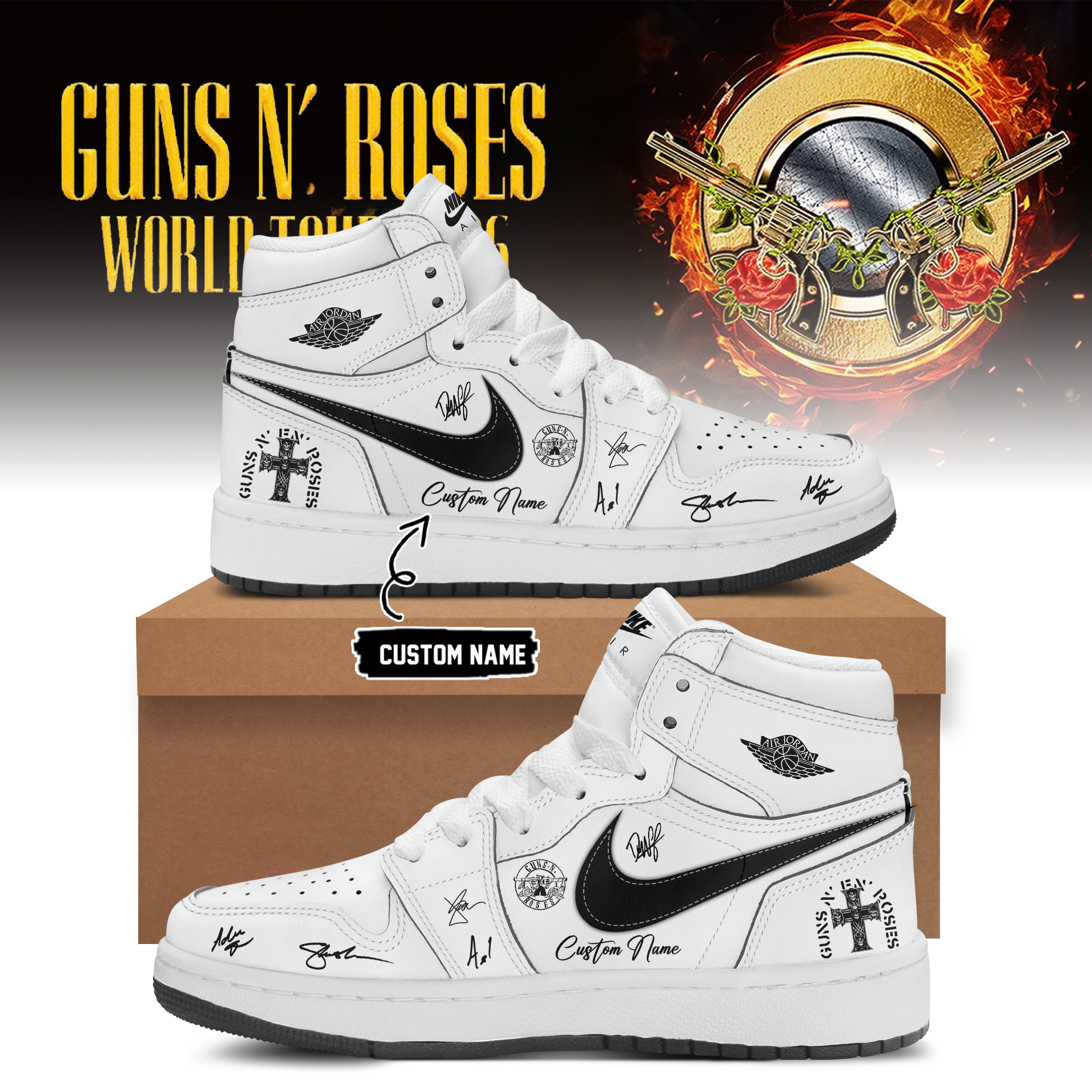 Guns N Roses World Tour 2026 Vintage High Top Casual Shoes