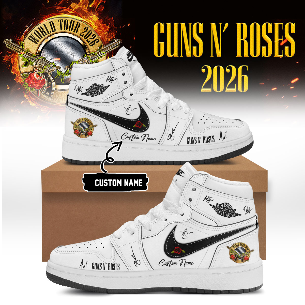 Guns N Roses World Tour Premium High Top Sneakers