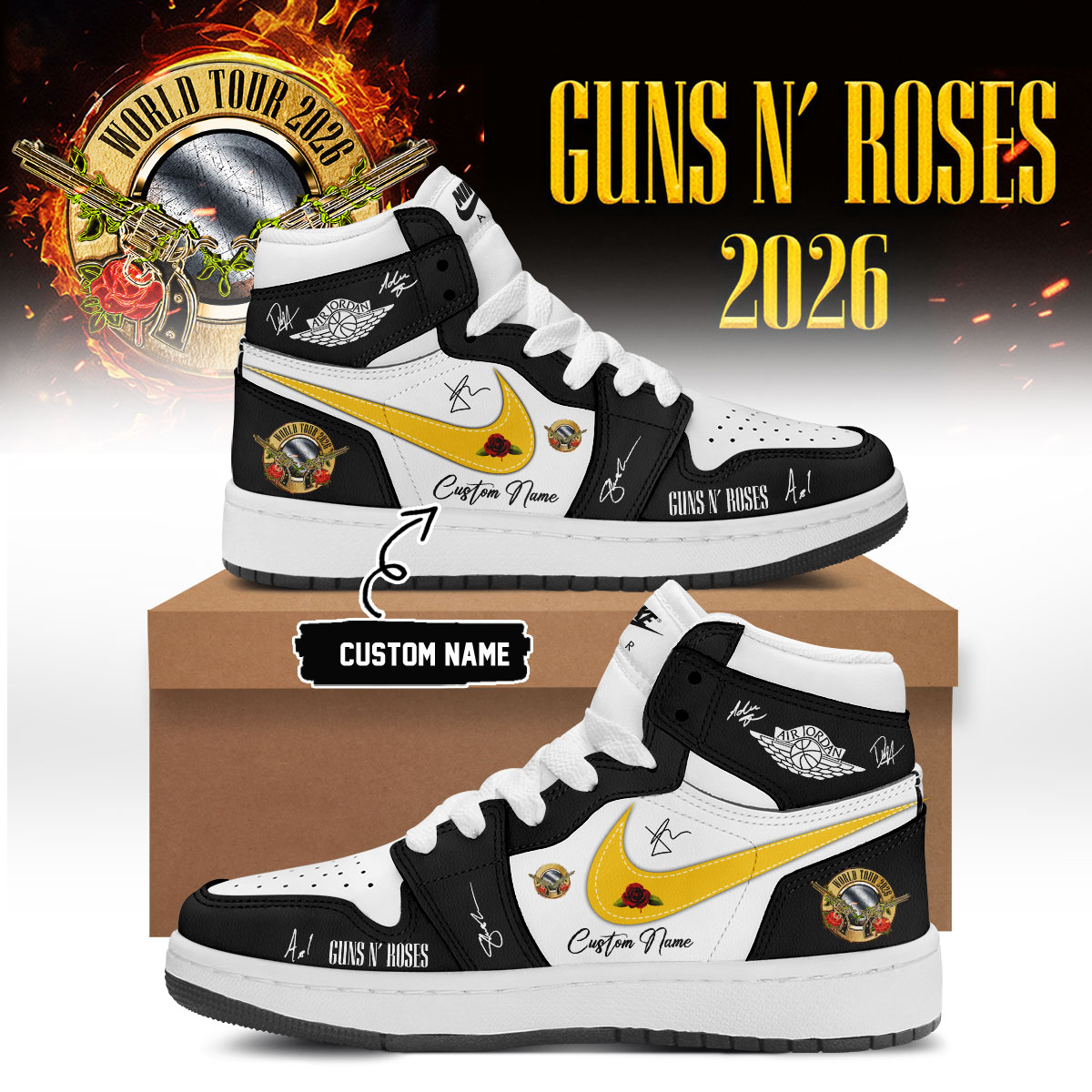 Guns N Roses World Tour Streetwear Custom Sneakers