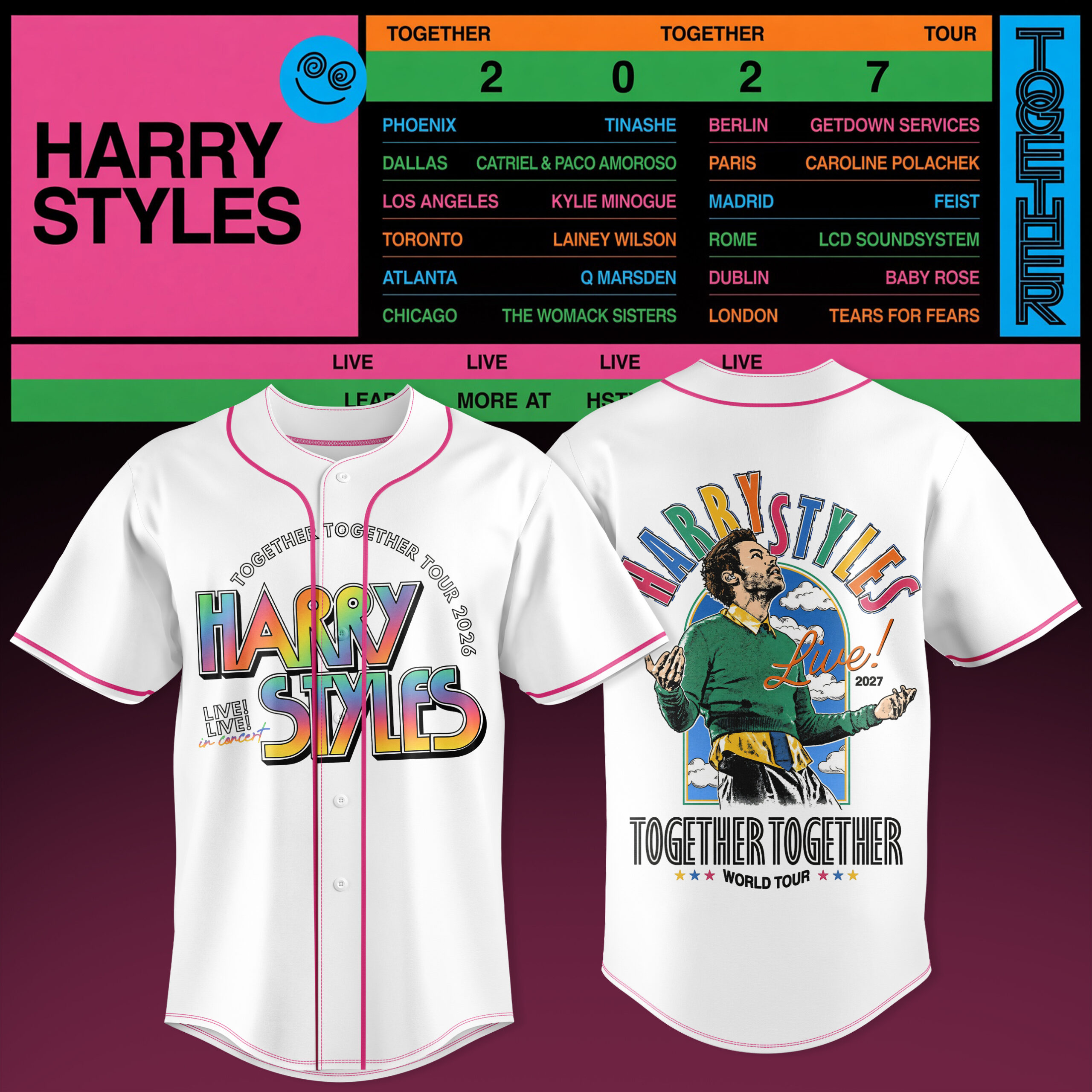 HARRY STYLES TOGETHER TOGETHER 2027 TOUR JERSEY Concert Apparel 1 - Unicasport HARRY STYLES TOGETHER TOGETHER 2027 TOUR JERSEY Concert Apparel