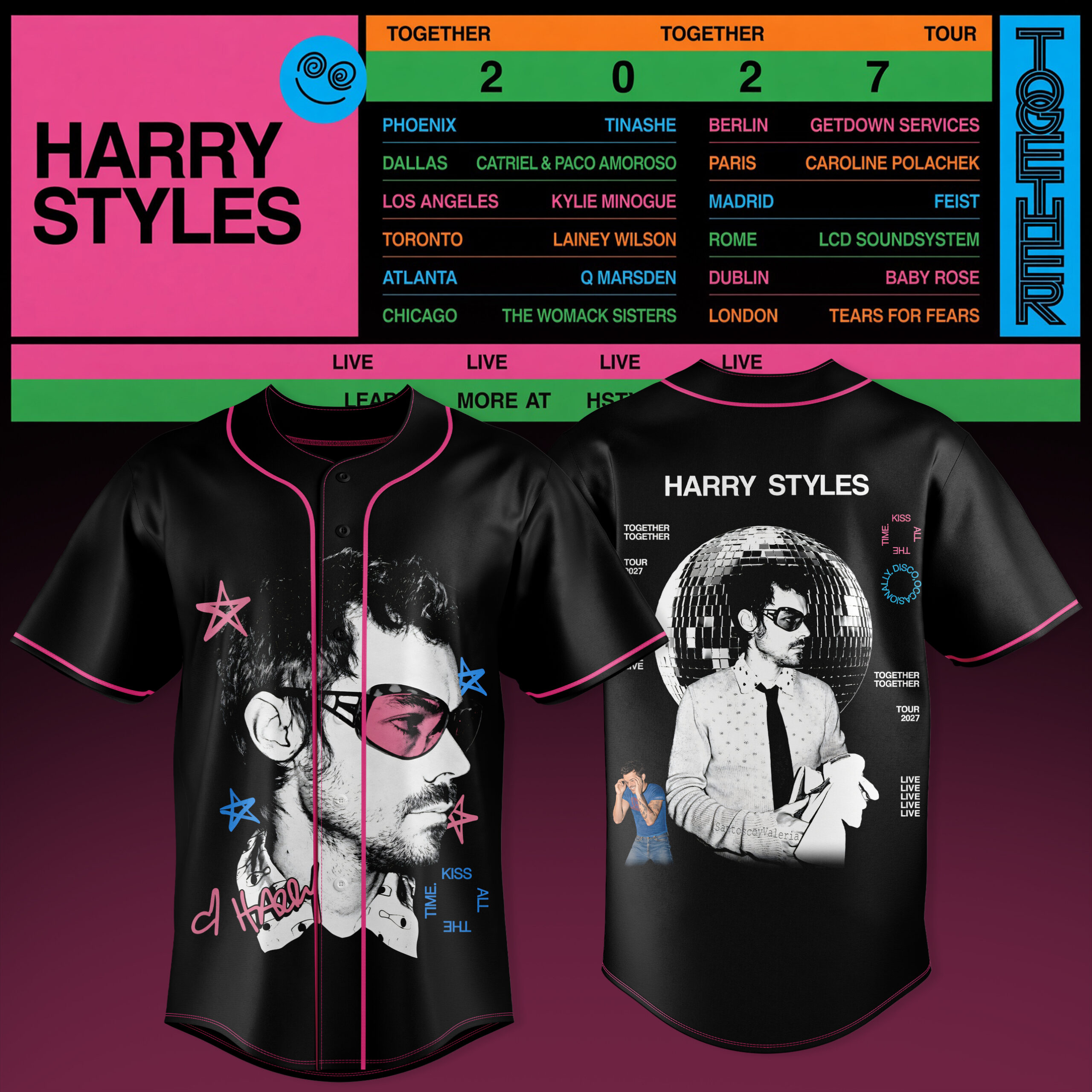 HARRY STYLES TOGETHER TOGETHER 2027 TOUR JERSEY Live Music 1 - Unicasport HARRY STYLES TOGETHER TOGETHER 2027 TOUR JERSEY Live Music