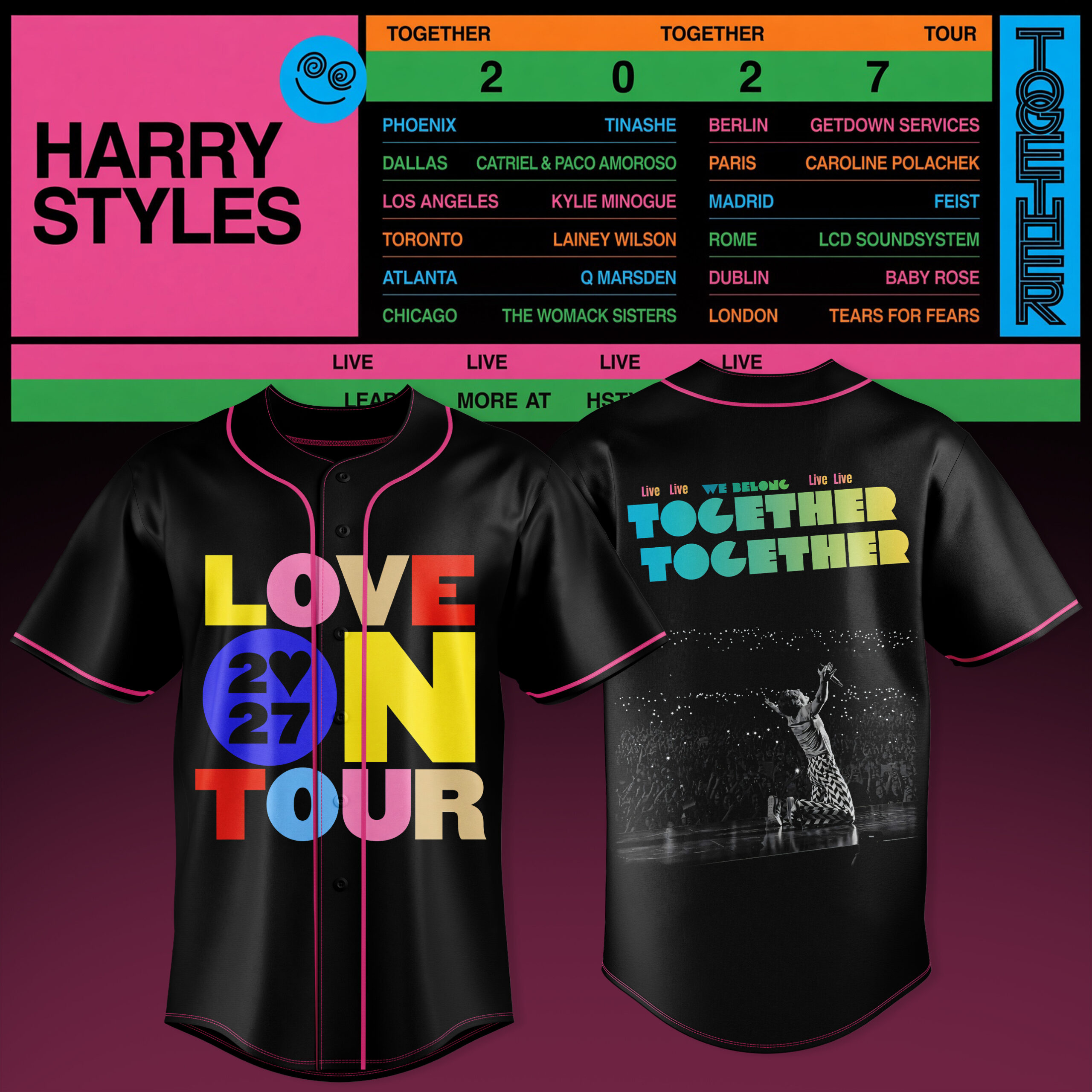 HARRY STYLES TOGETHER TOGETHER 2027 TOUR JERSEY Music Fanwear 2 - Unicasport HARRY STYLES TOGETHER TOGETHER 2027 TOUR JERSEY Music Fanwear