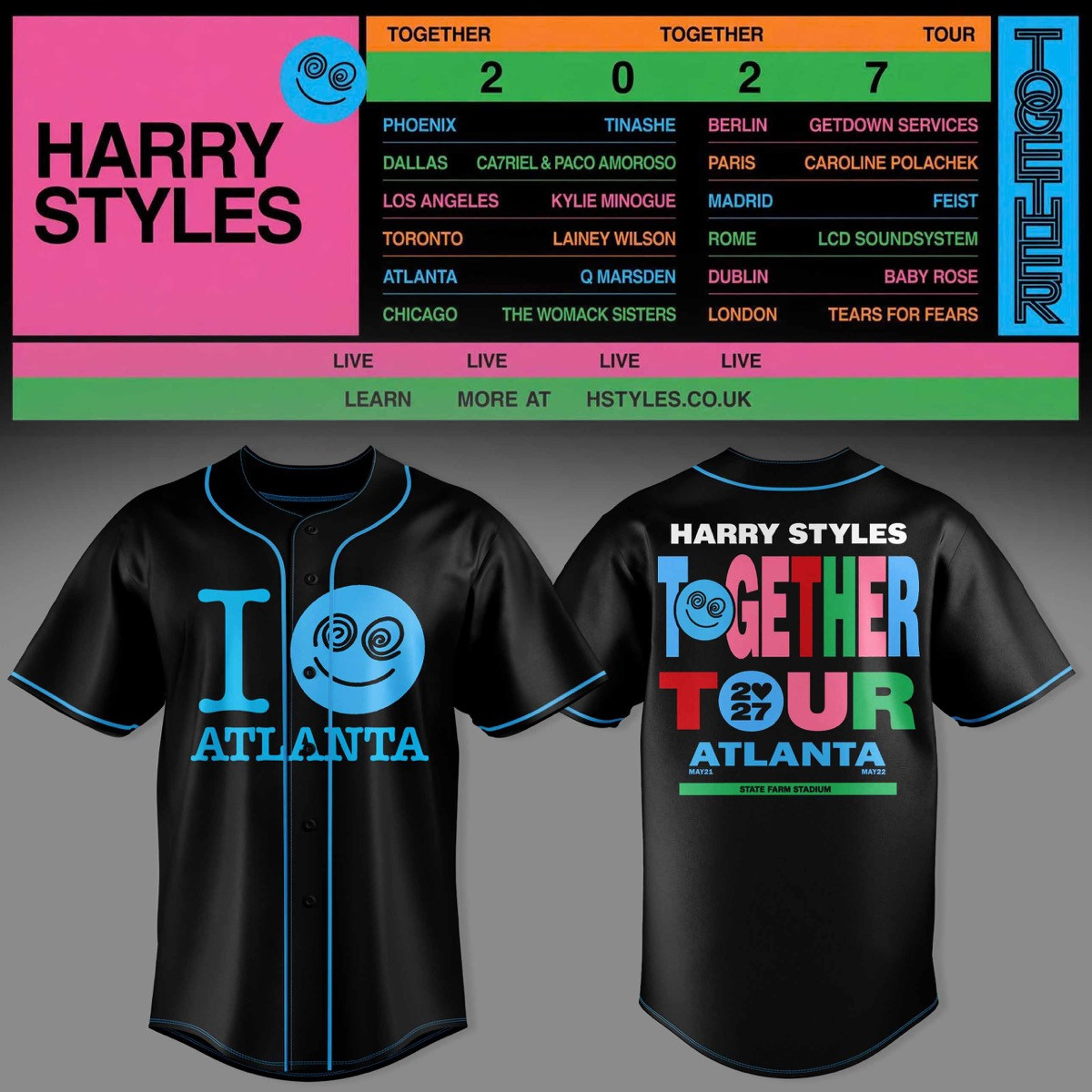 HRY STLS Together Together Tour Atlanta Graphic jersey 3D AOP Concert Apparel 1 - Unicasport HRY STLS Together Together Tour Atlanta Graphic jersey 3D AOP Concert Apparel