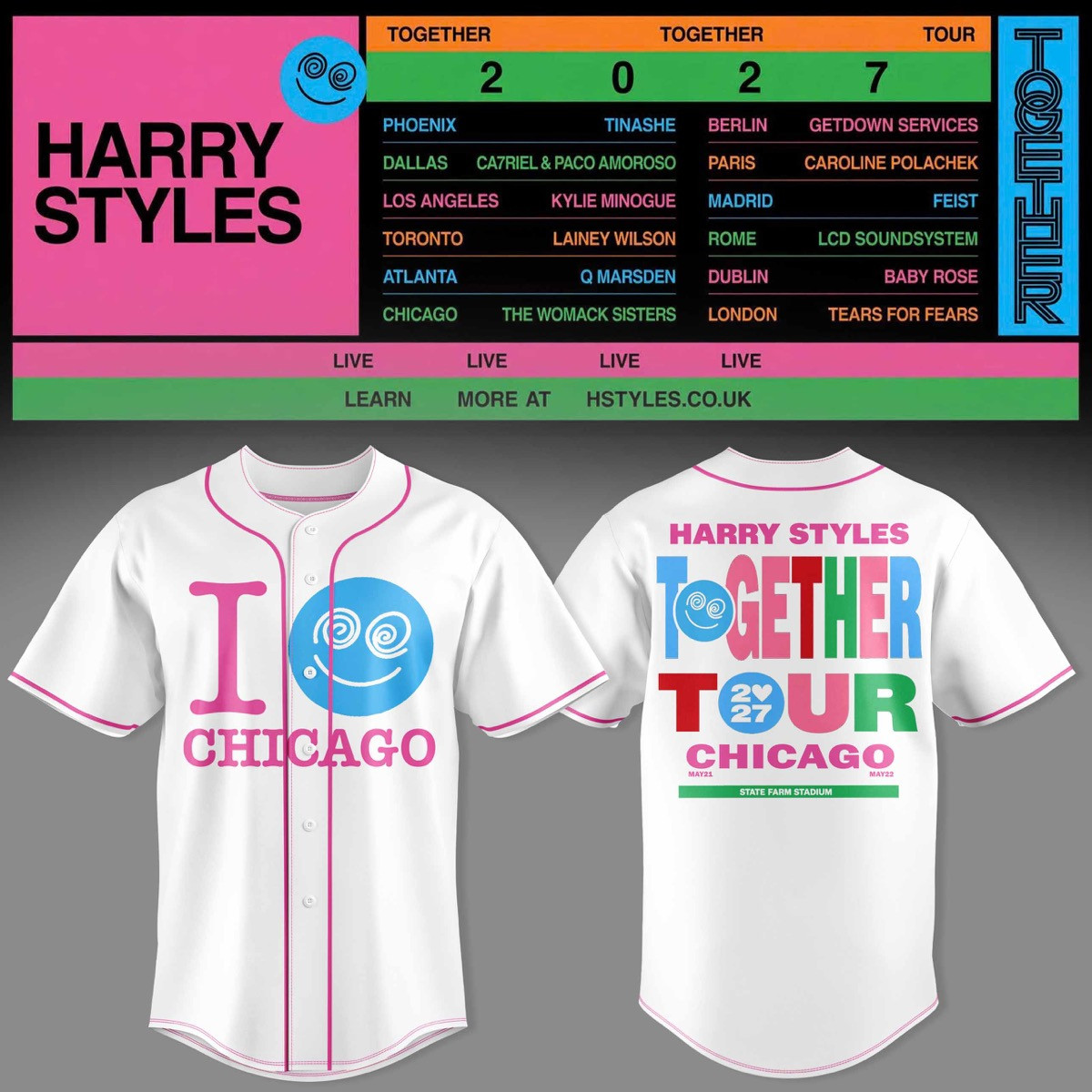 HRY STLS Together Together Tour Chicago Graphic jersey 3D AOP Concert Apparel Music Fanwear 1 - Unicasport HRY STLS Together Together Tour Chicago Graphic jersey 3D AOP Concert Apparel Music Fanwear