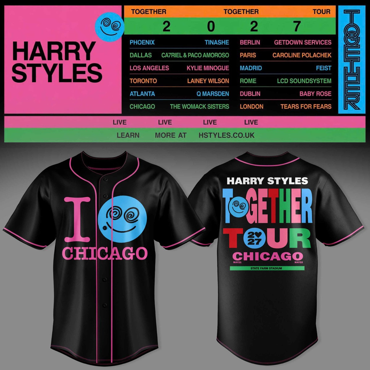 HRY STLS Together Together Tour Chicago Graphic jersey 3D AOP Tour Apparel 1 - Unicasport HRY STLS Together Together Tour Chicago Graphic jersey 3D AOP Tour Apparel