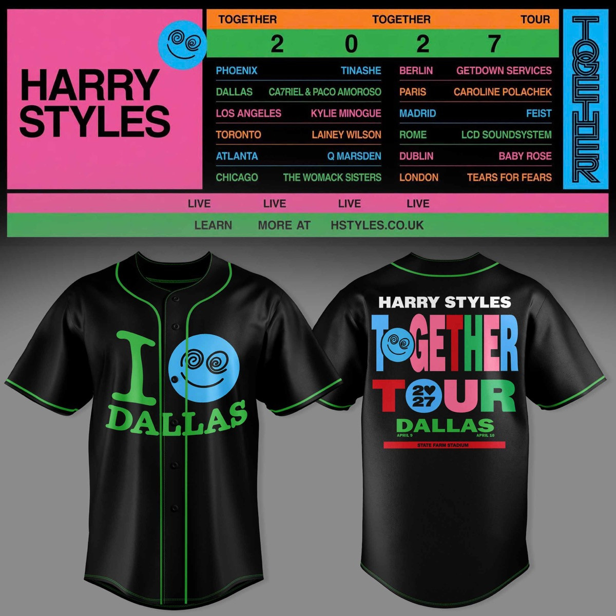 HRY STLS Together Together Tour Dallas Graphic jersey 3D AOP Tour Apparel 2 - Unicasport HRY STLS Together Together Tour Dallas Graphic jersey 3D AOP Tour Apparel