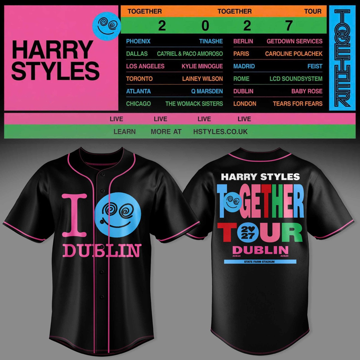 HRY STLS Together Together Tour Dublin Graphic jersey 3D AOP Tour Apparel 2 - Unicasport HRY STLS Together Together Tour Dublin Graphic jersey 3D AOP Tour Apparel